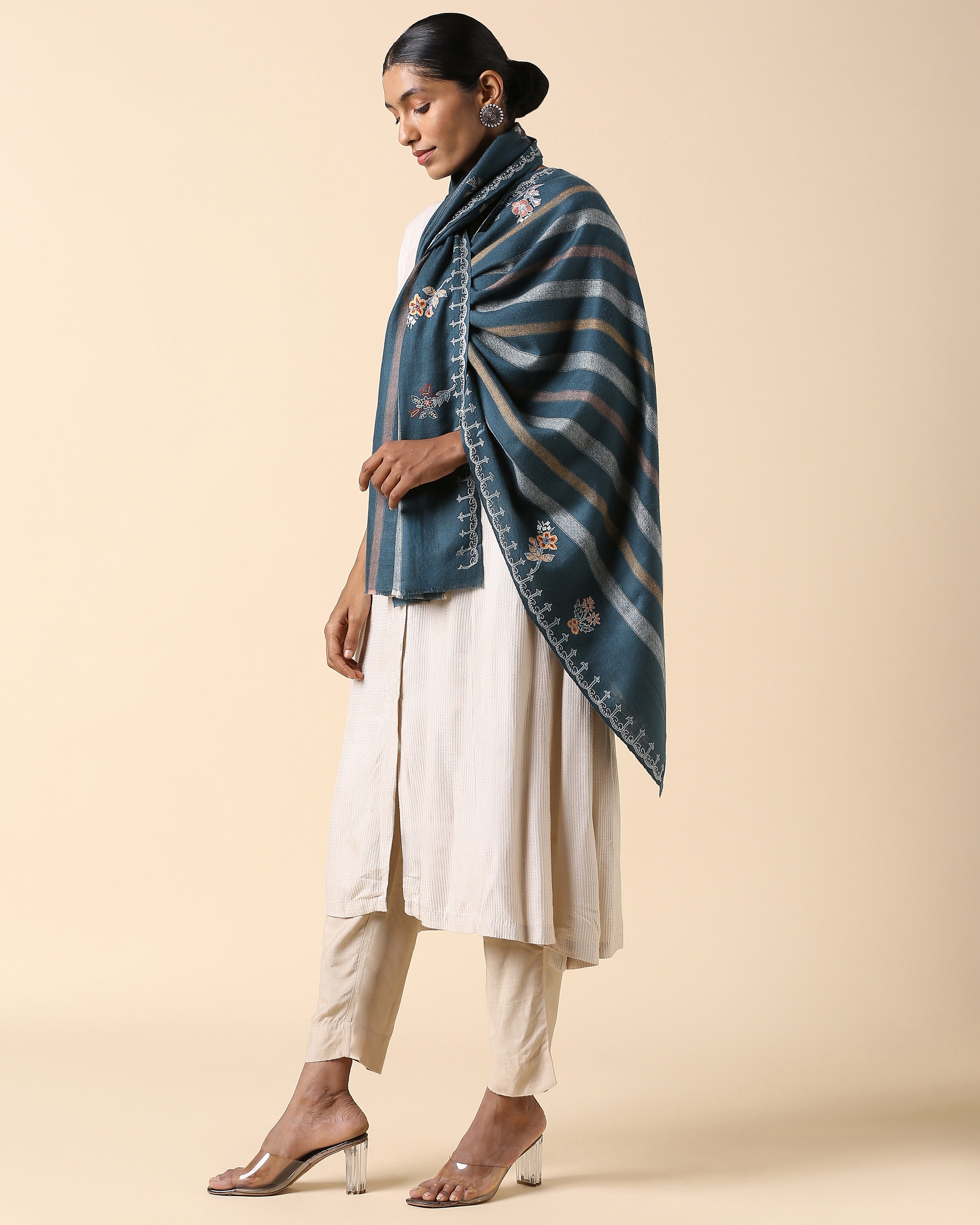 Stella Kashmir Sozni Embroidery Pashmina Stole