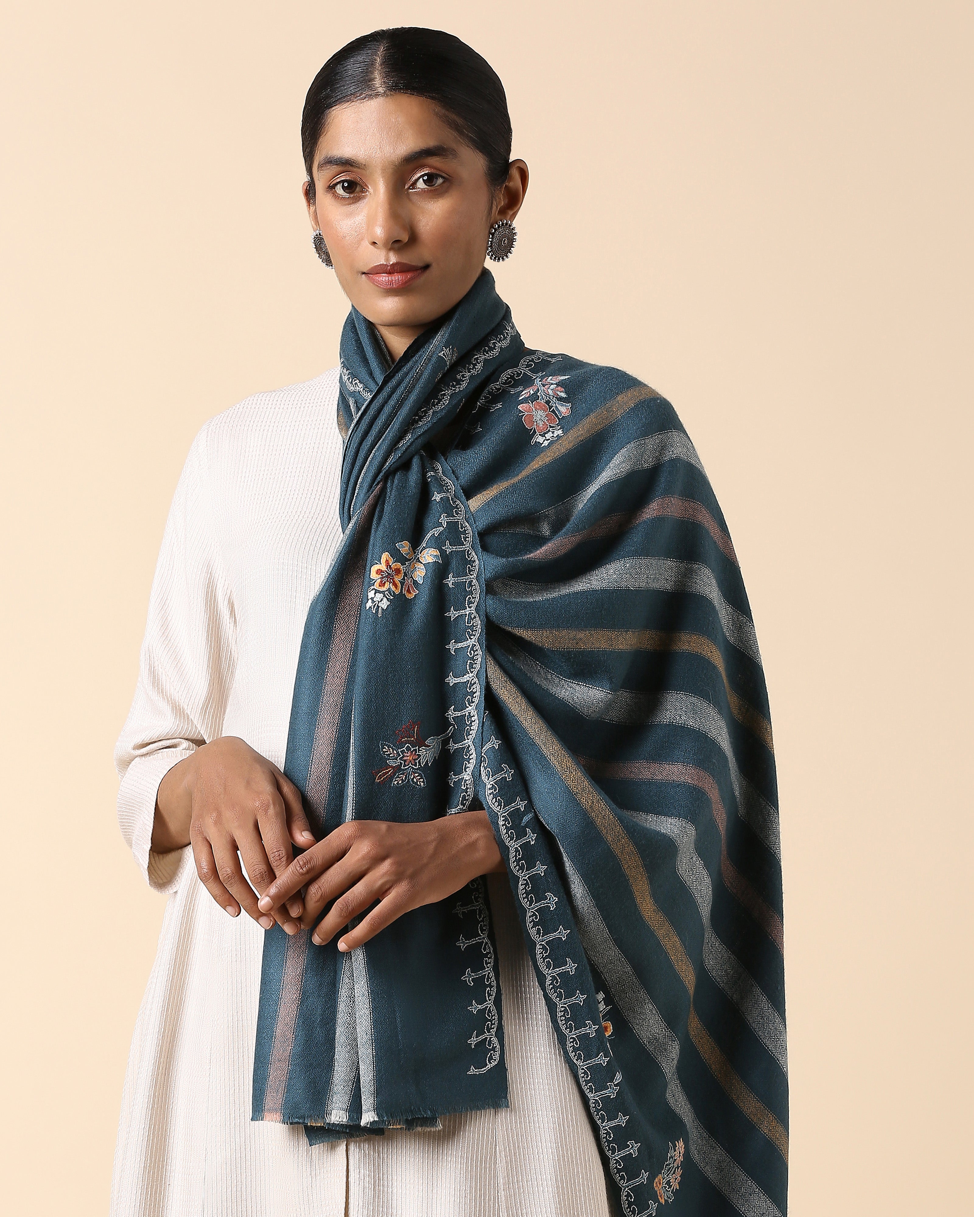 Stella Kashmir Sozni Embroidery Pashmina Stole