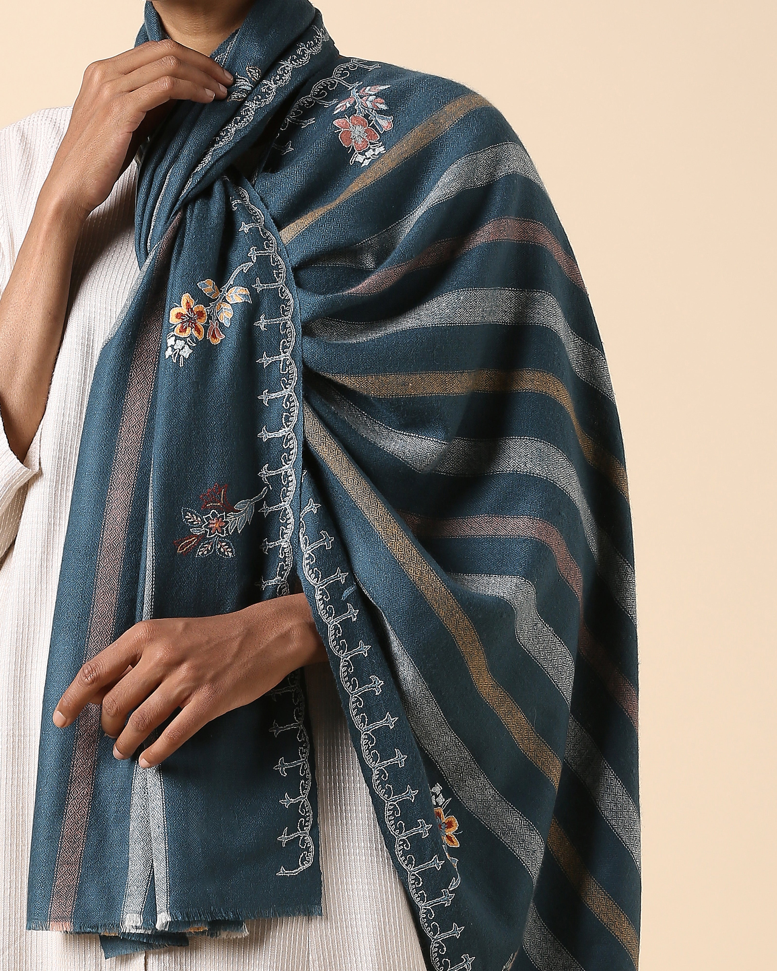 Stella Kashmir Sozni Embroidery Pashmina Stole