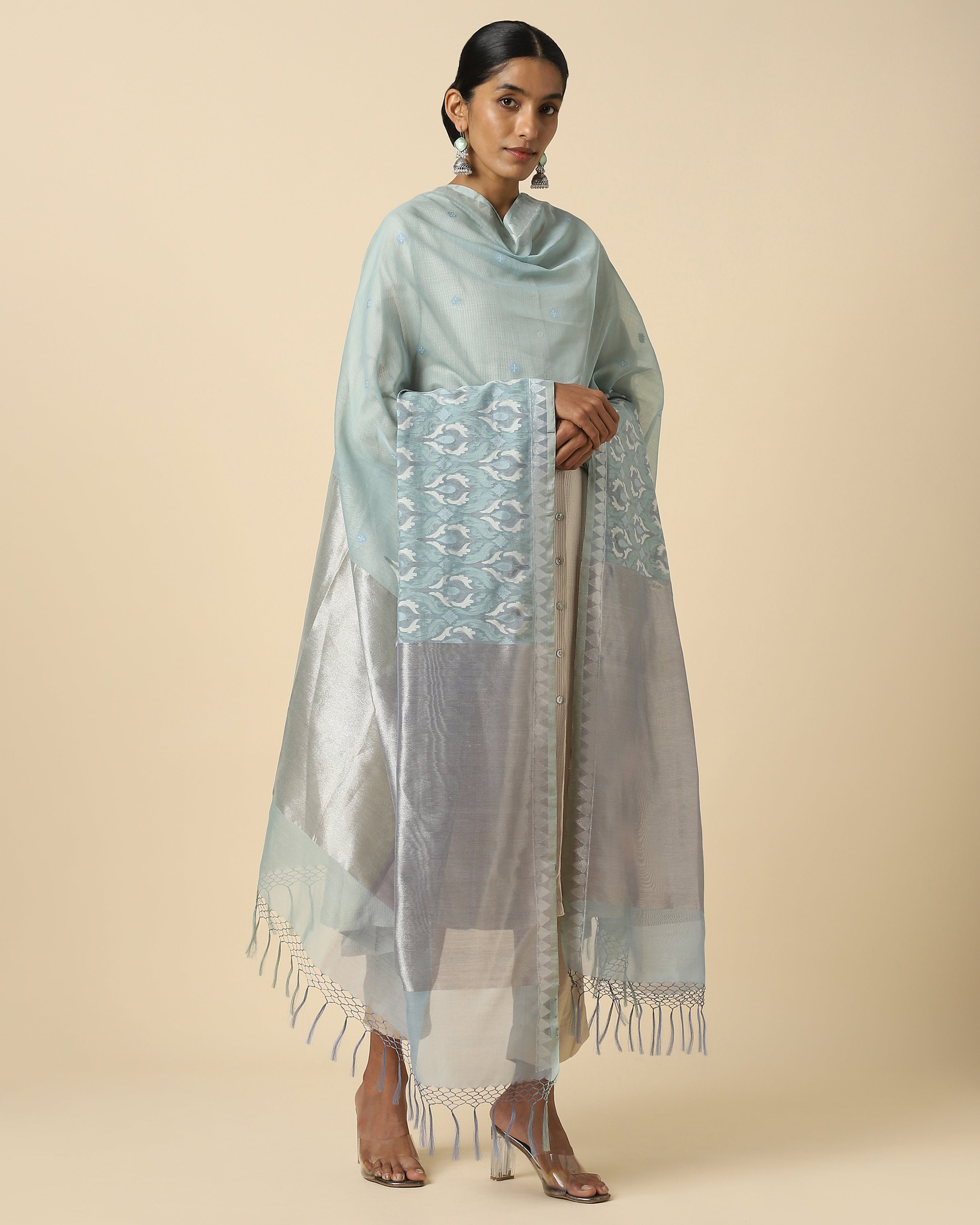 Pradhaya Banarasi Jamdani Silk Cotton Dupatta