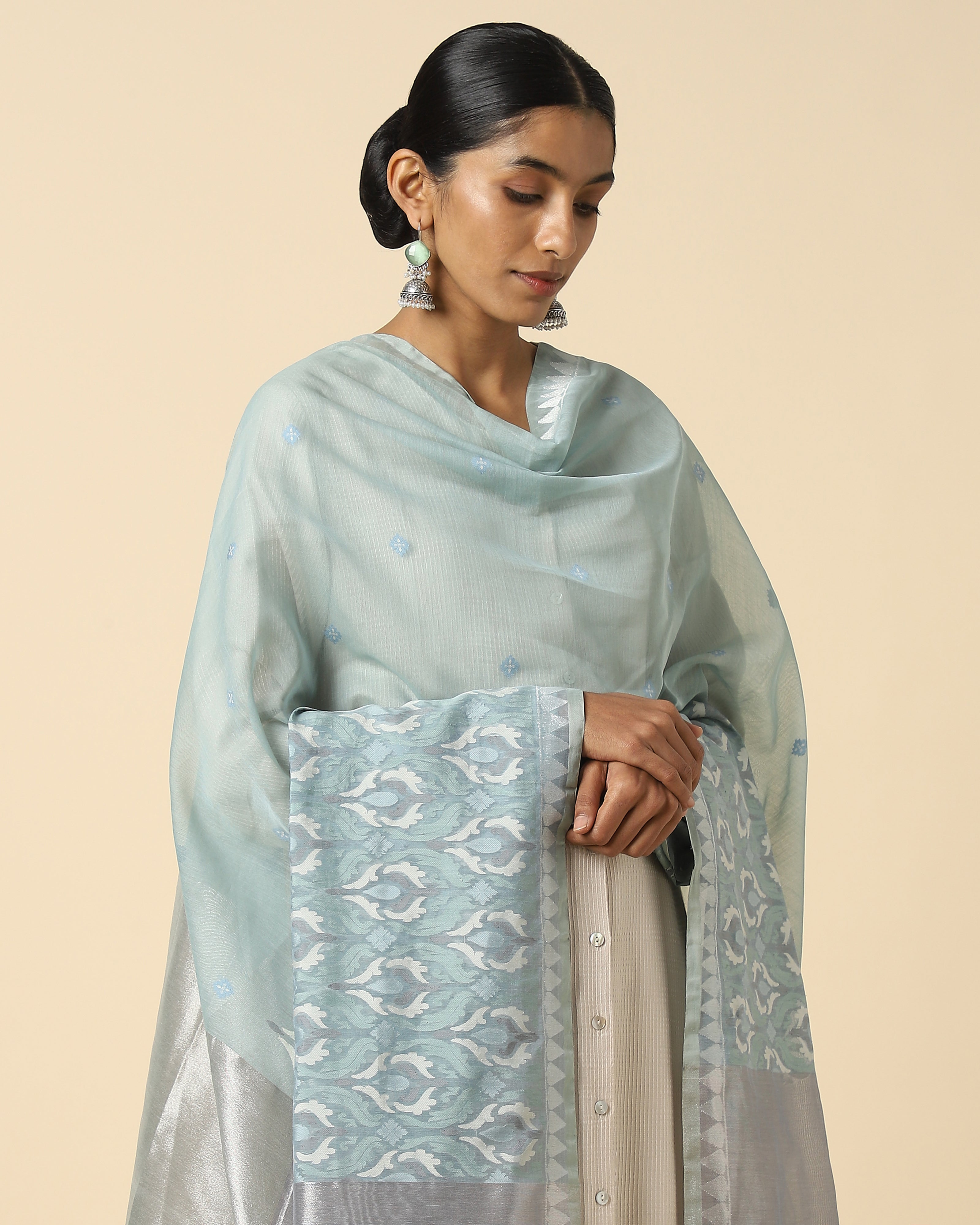 Pradhaya Banarasi Jamdani Silk Cotton Dupatta