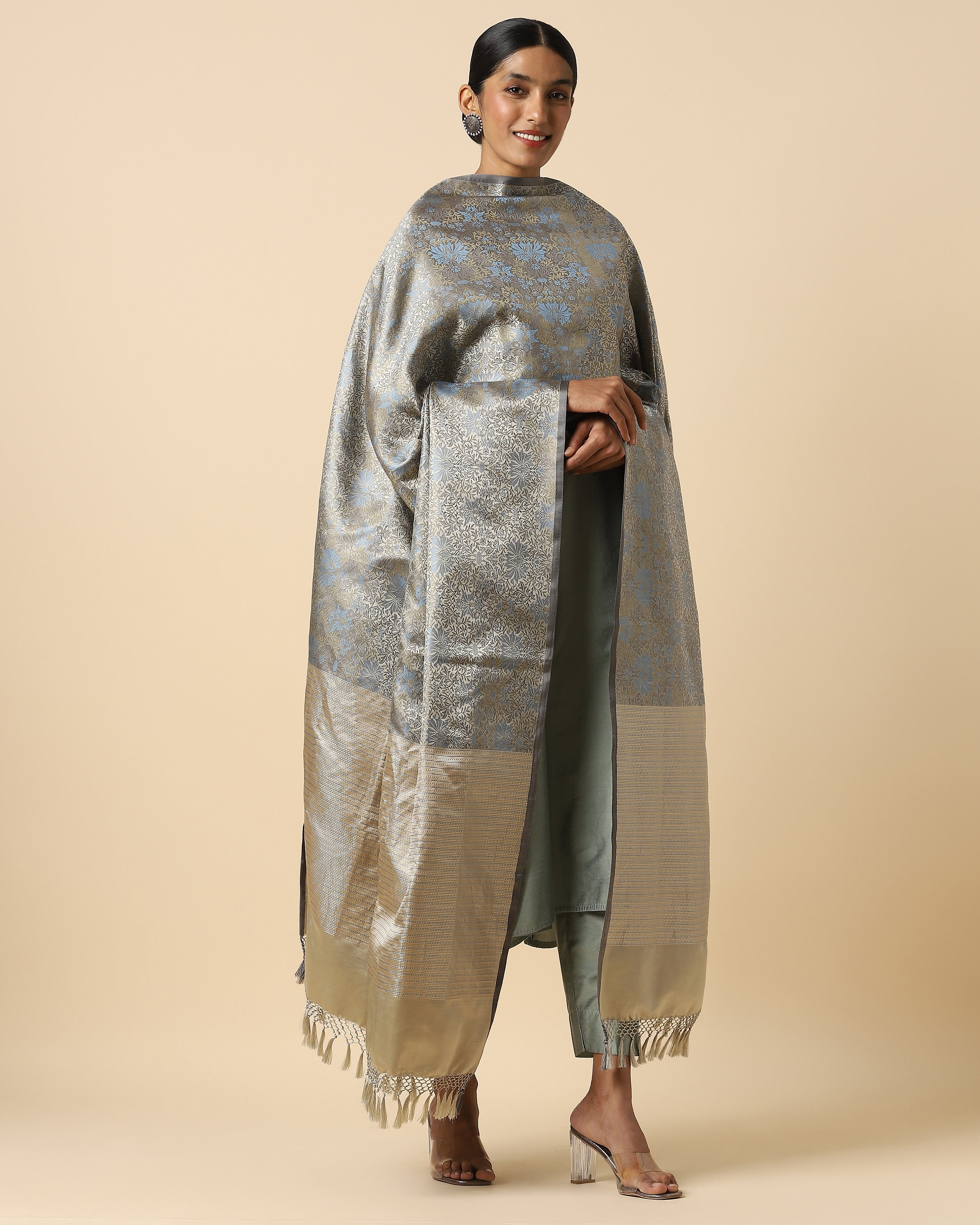 Agrima Banarasi Tanchoi Silk Dupatta
