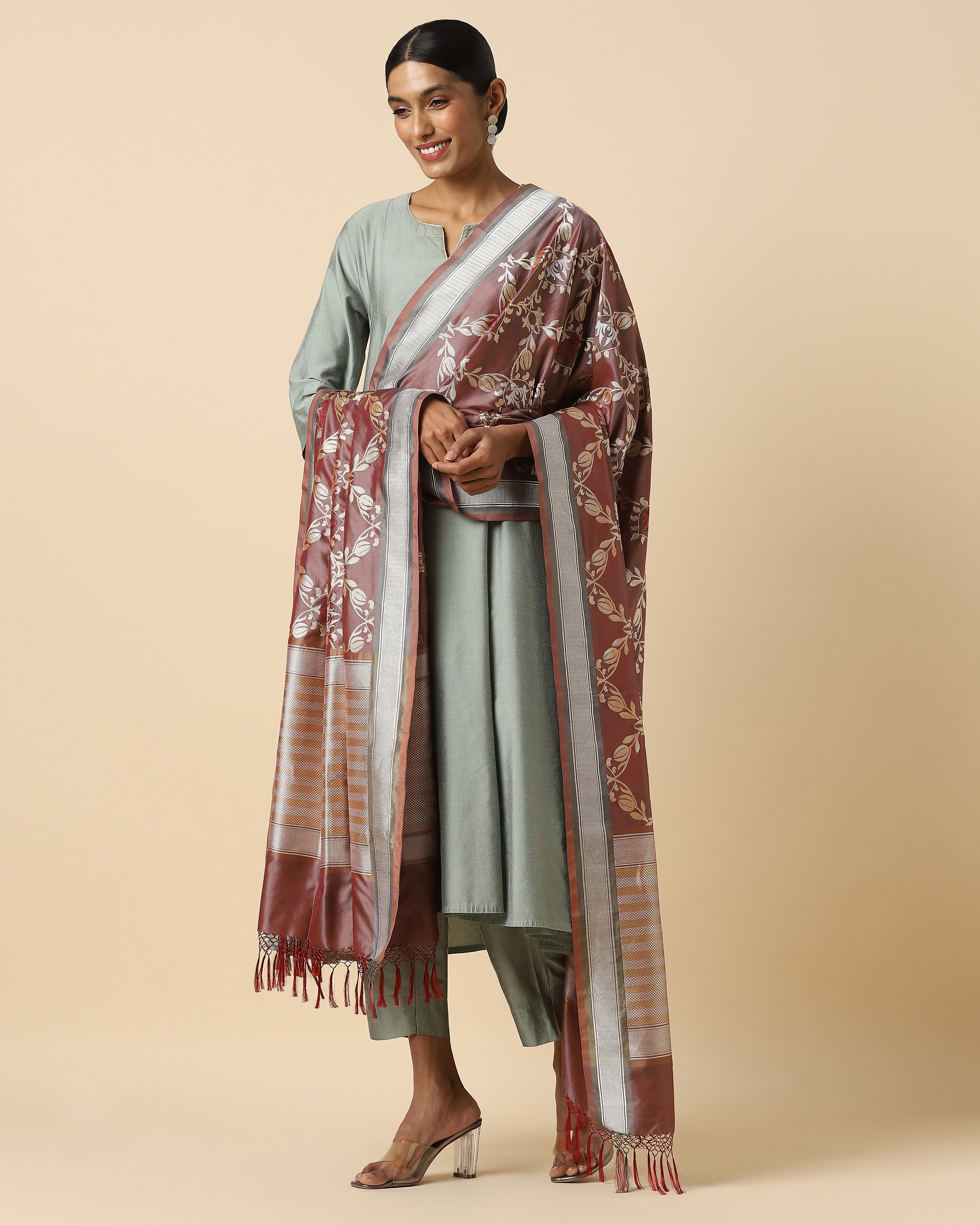 Prahi Banarasi Kadwa Silk Dupatta