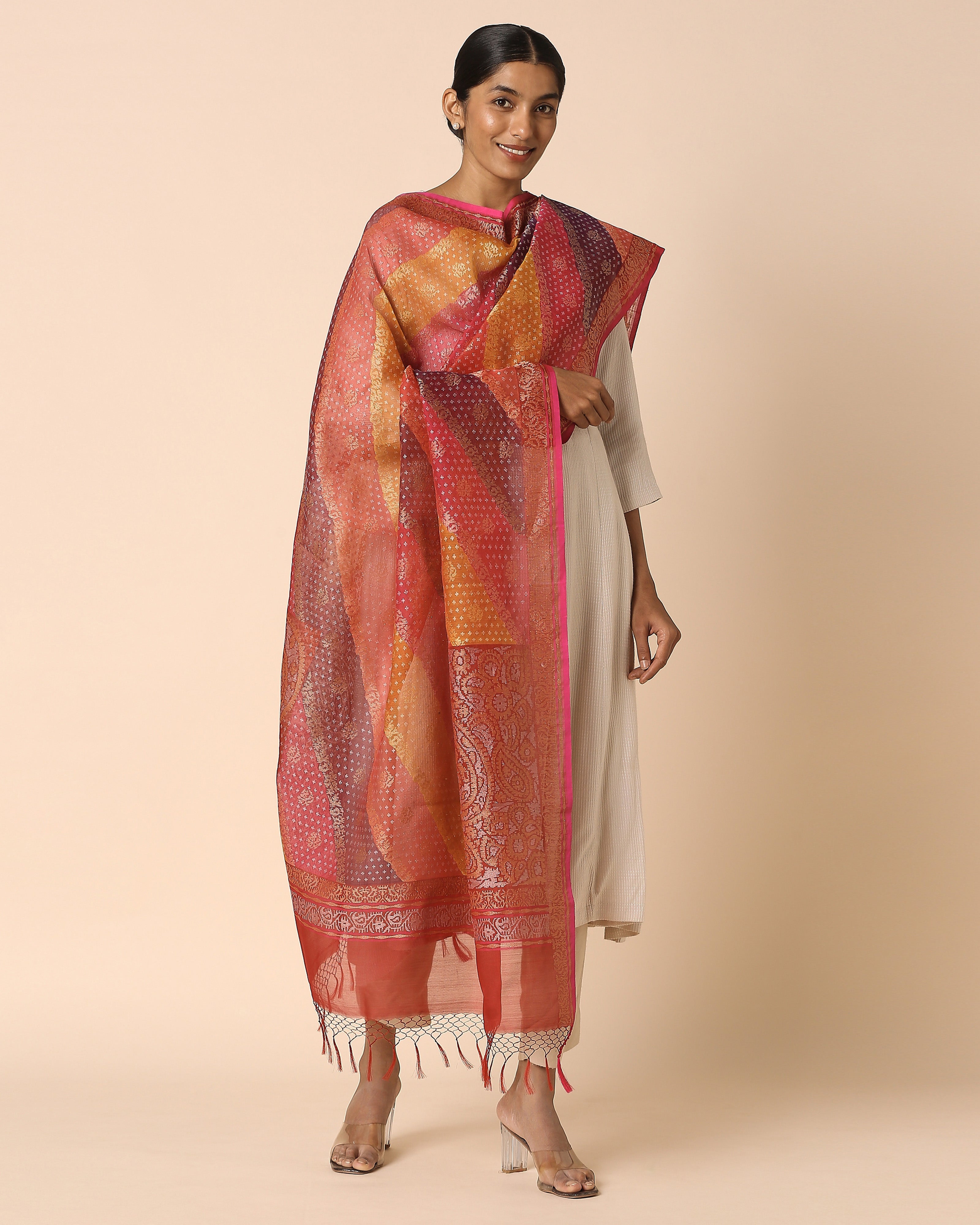 Adweta Banarasi Jamdani & Rangkaat Silk Cotton Dupatta