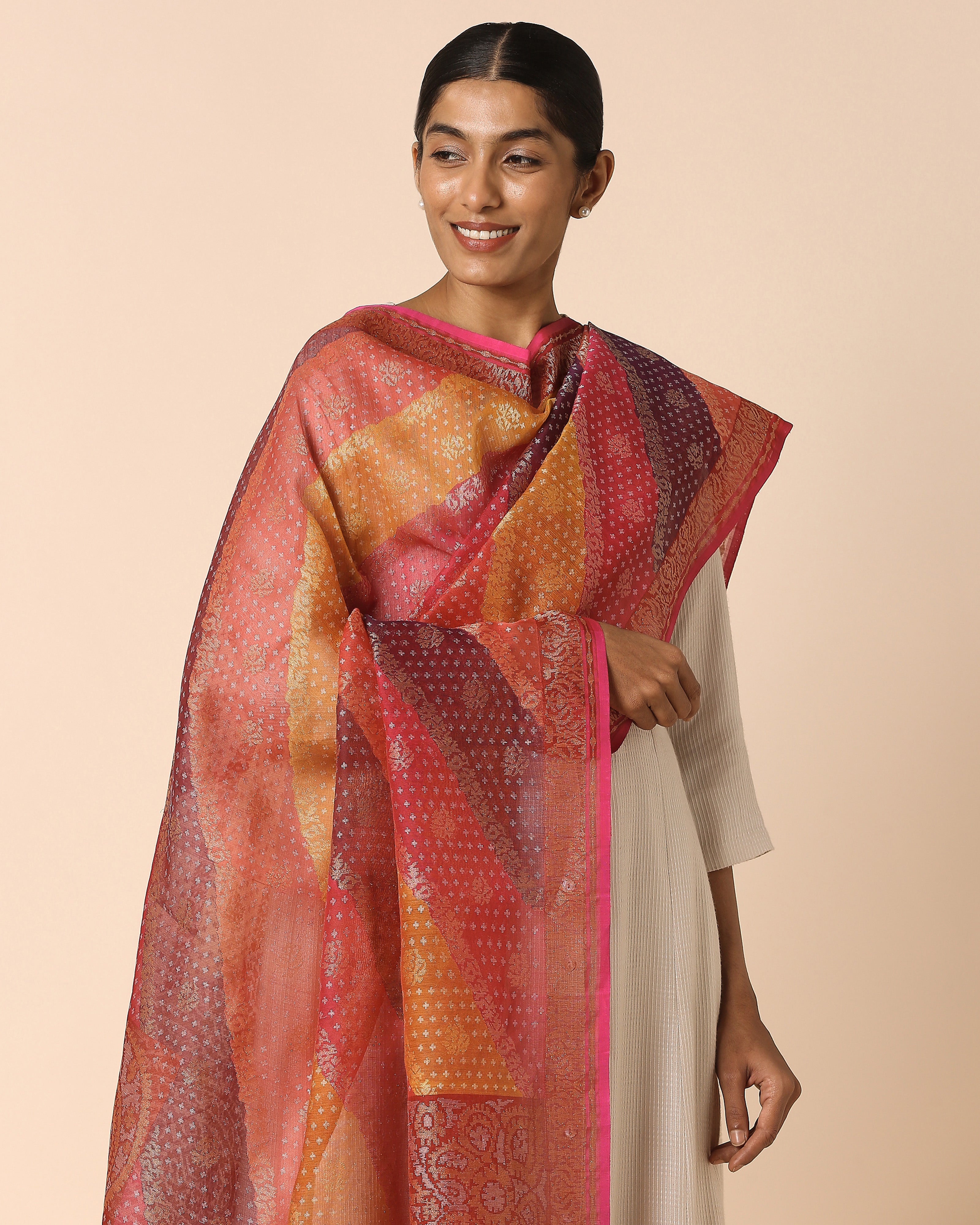 Adweta Banarasi Jamdani & Rangkaat Silk Cotton Dupatta