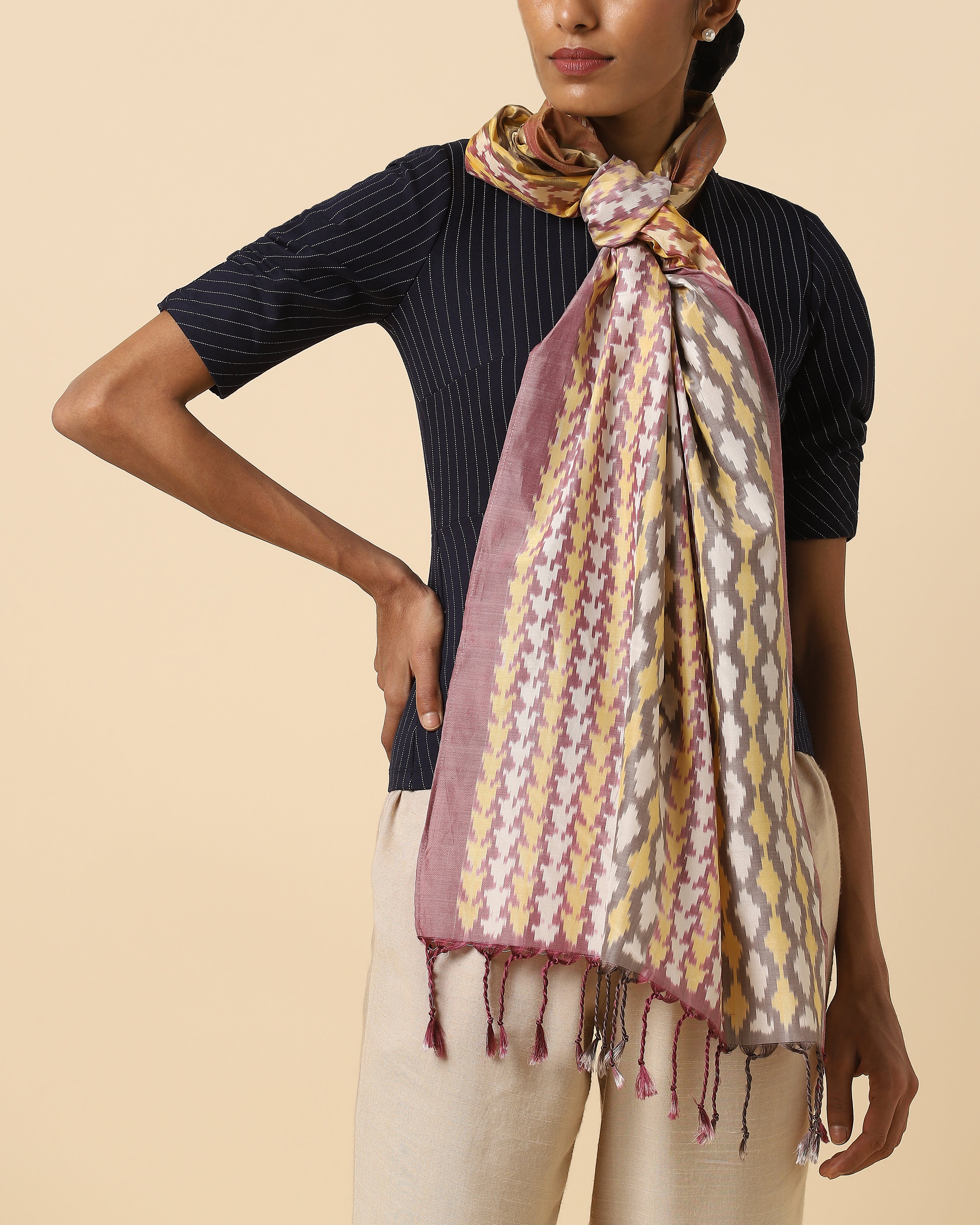 Gia Pochampally Warp Ikat Silk Cotton Stole