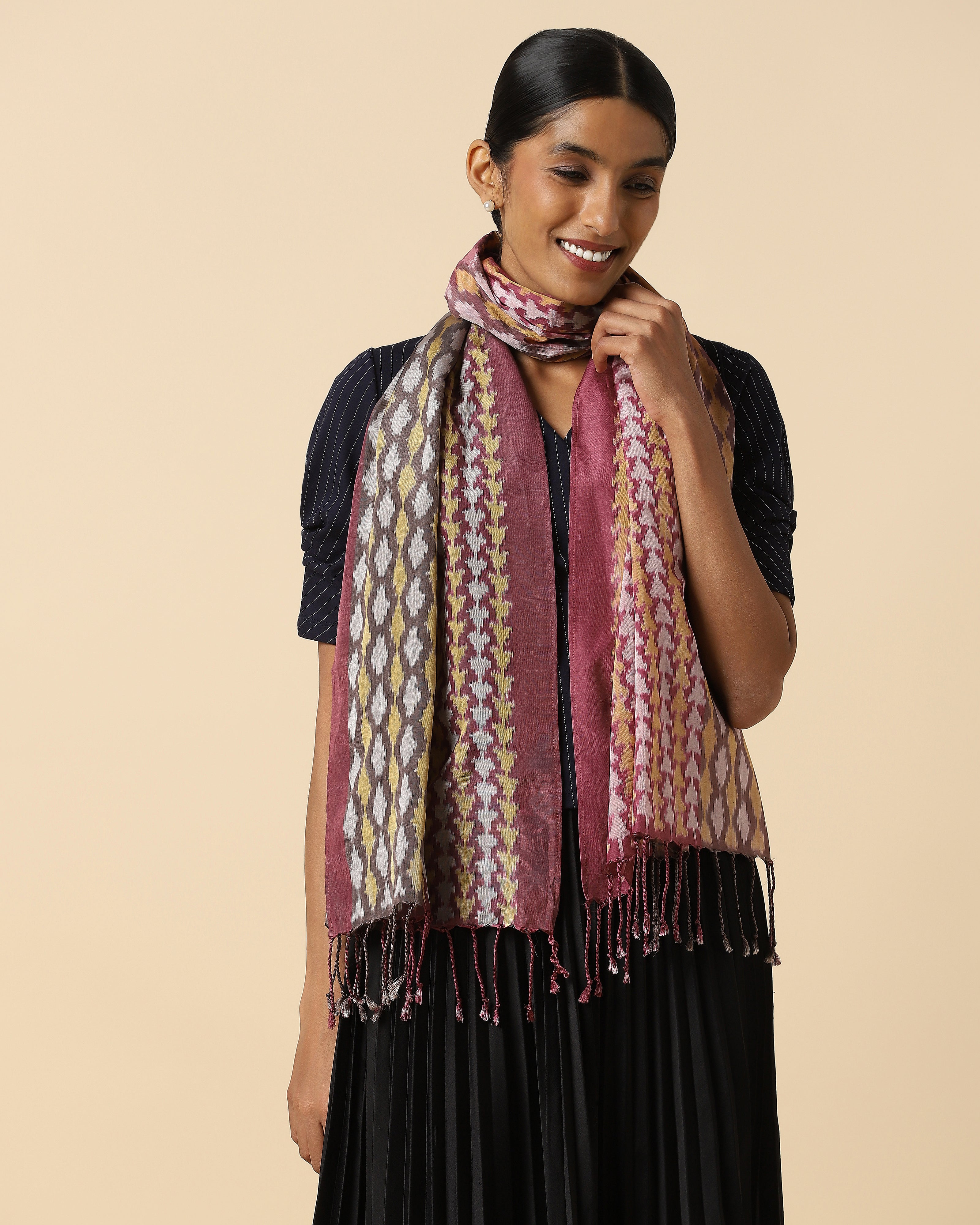 Gia Pochampally Warp Ikat Silk Cotton Stole