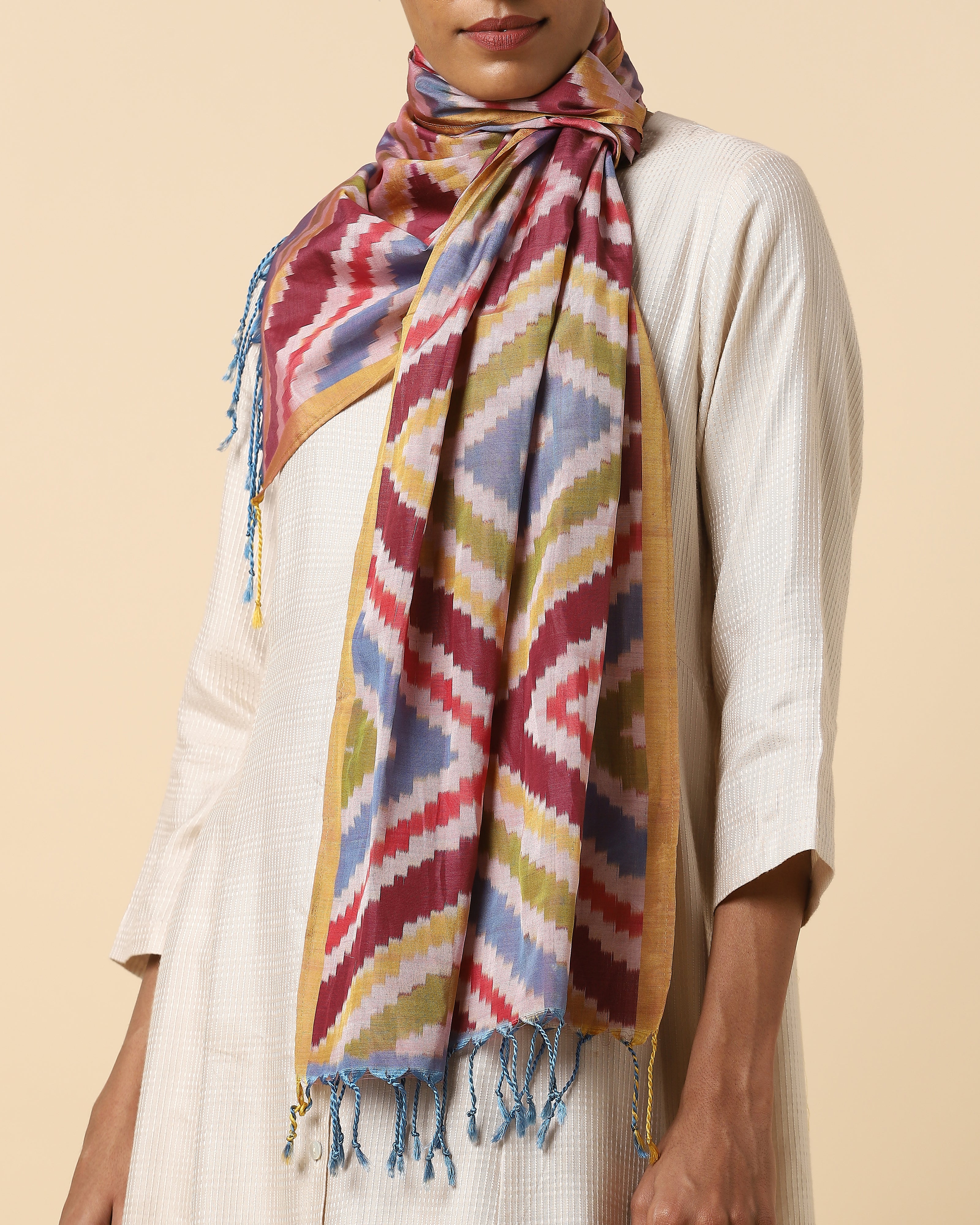 Laura Pochampally Warp Ikat Silk Cotton Stole