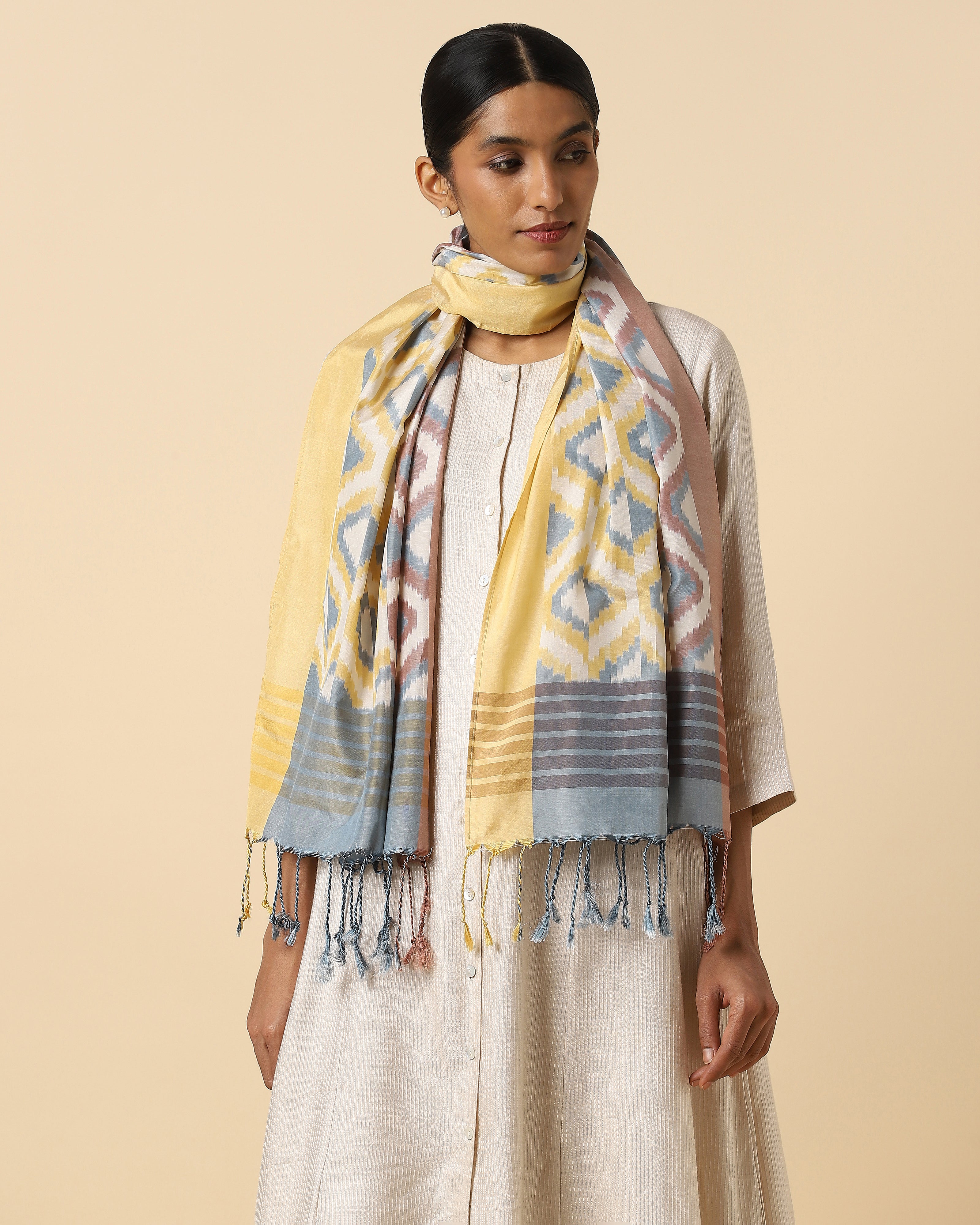 Maria Pochampally Warp Ikat Silk Cotton Stole