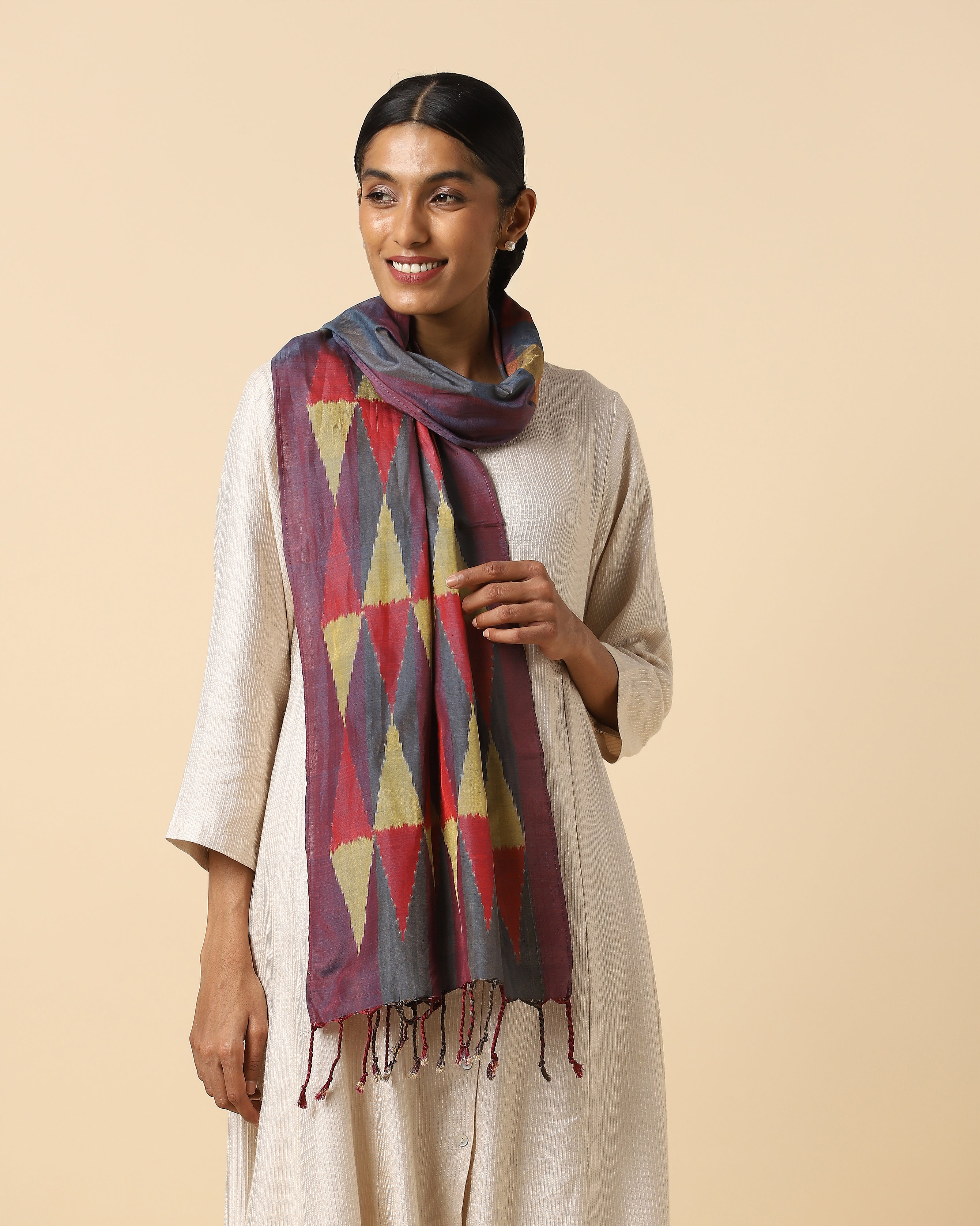 Sara Pochampally Warp Ikat Silk Cotton Stole