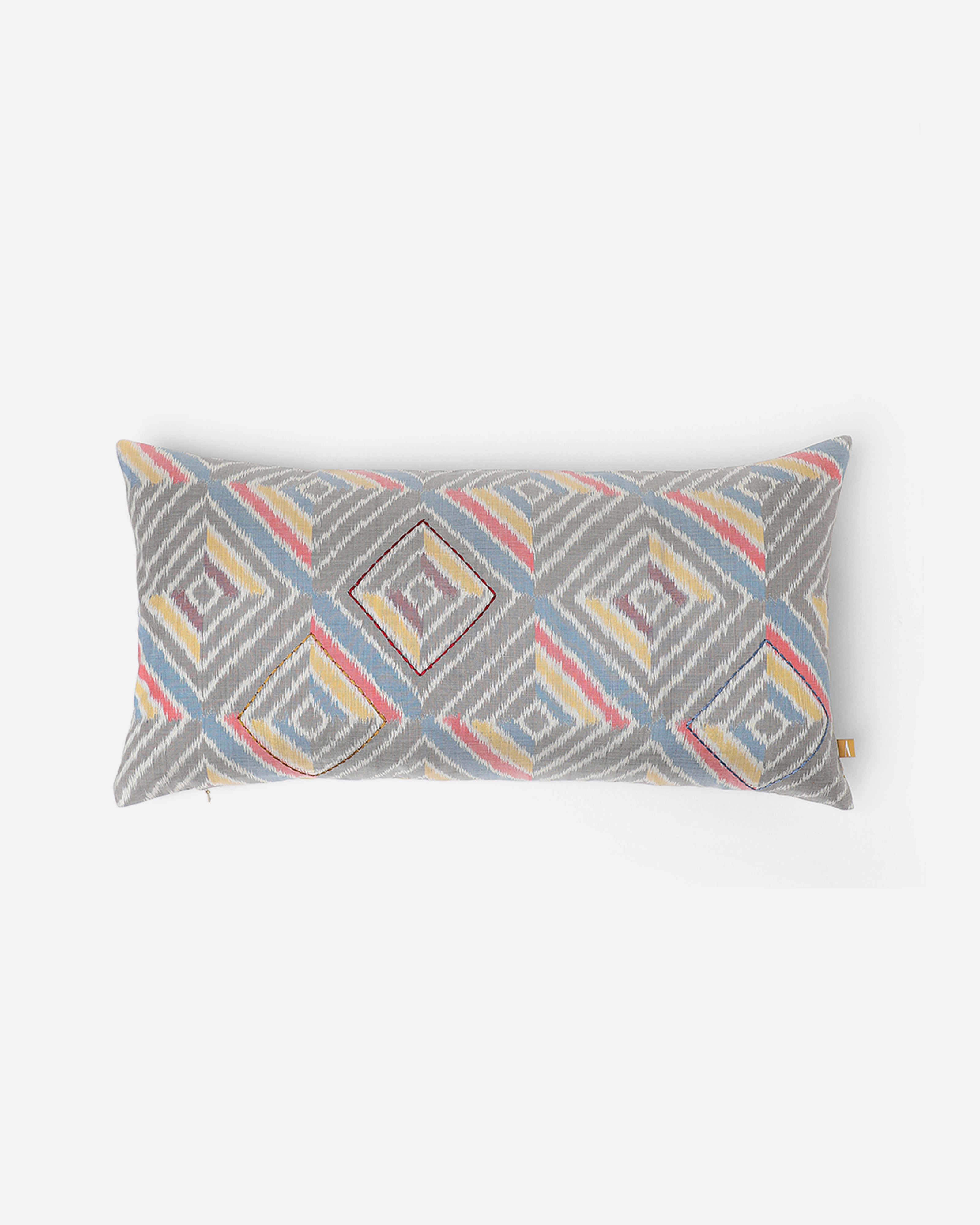 Vittoria Pochampally Weft Ikat Cotton Silk Cushion Cover