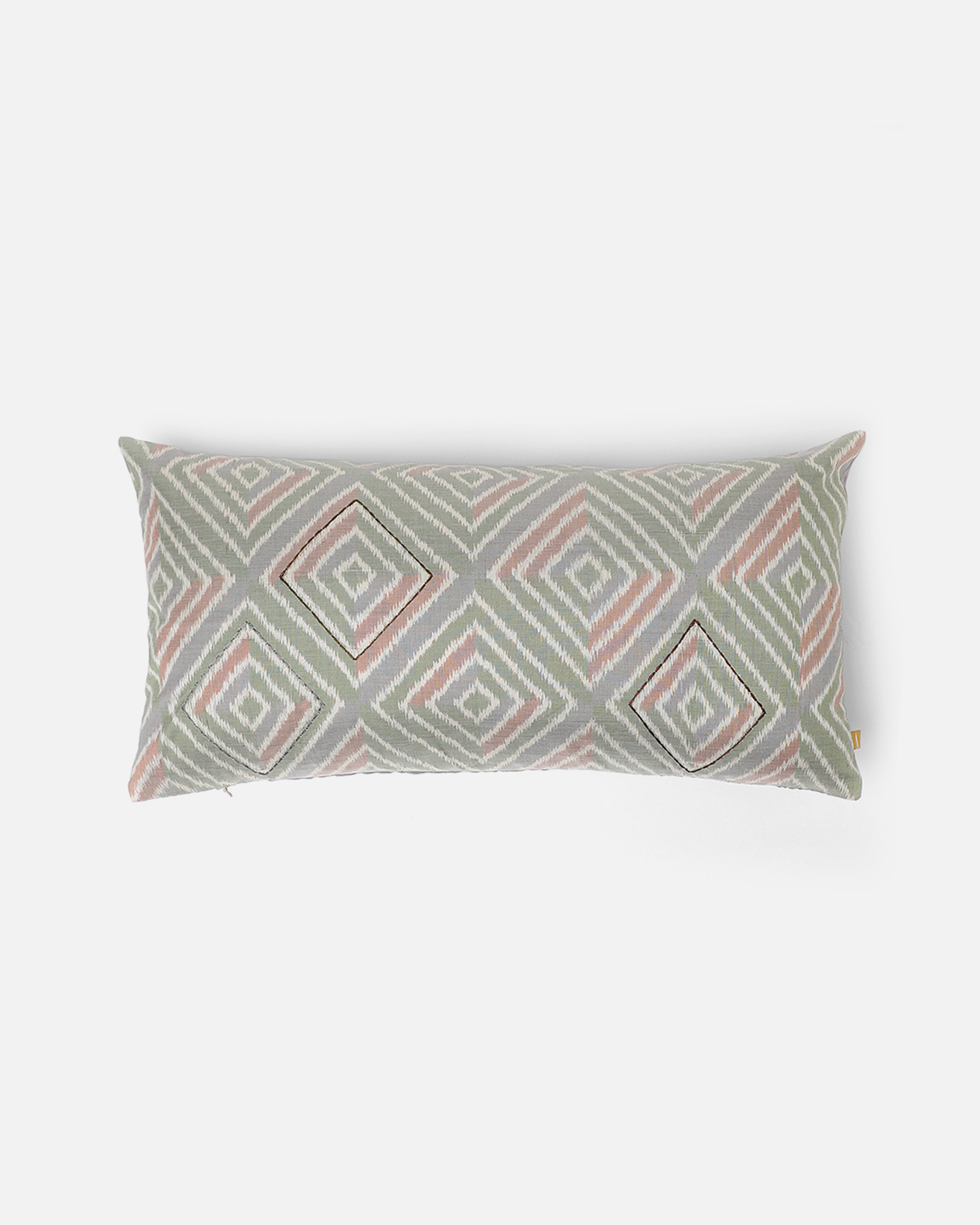 Vittoria Pochampally Weft Ikat Cotton Silk Cushion Cover