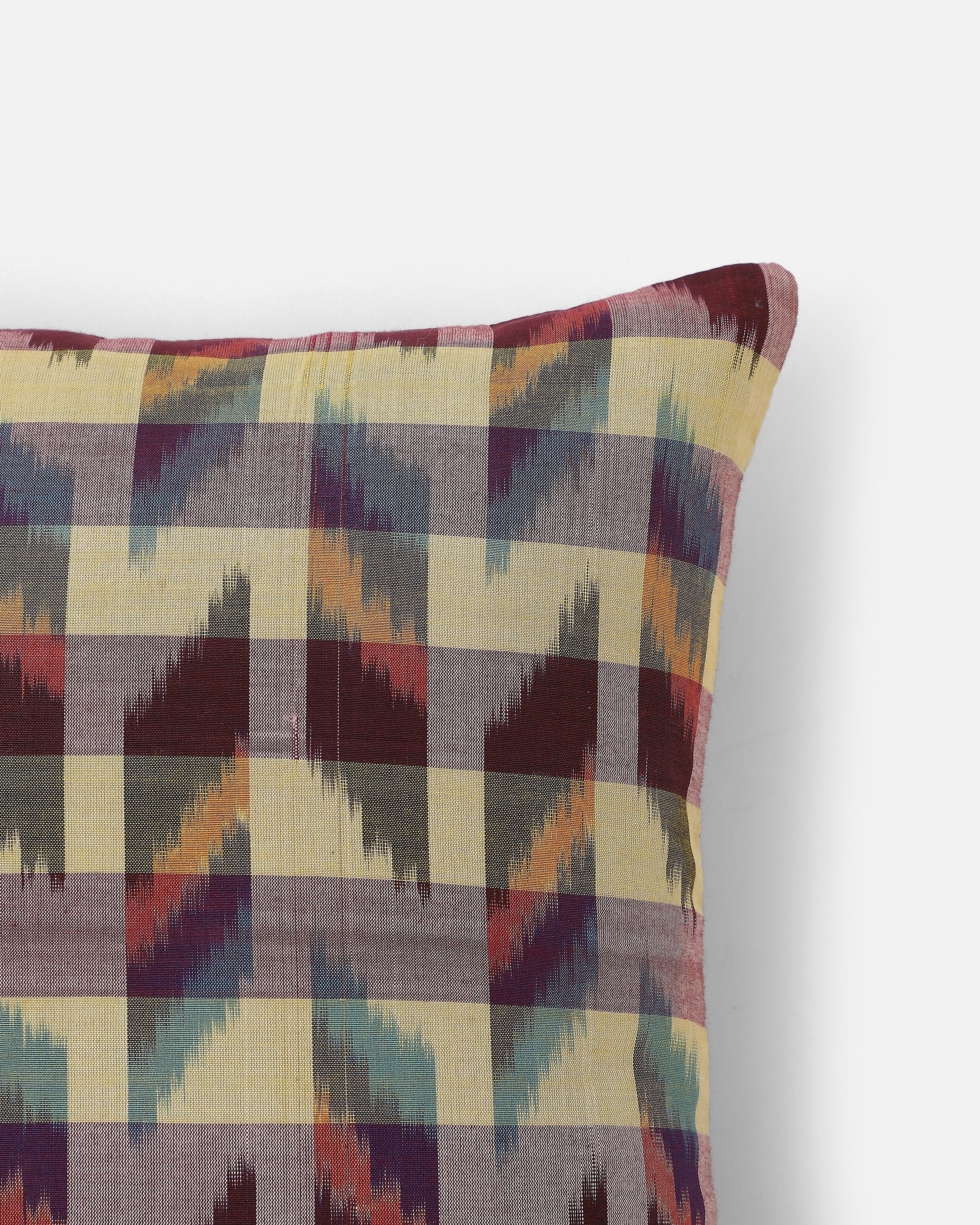 Alfred Pochampally Warp Ikat Silk Cotton Cushion Cover
