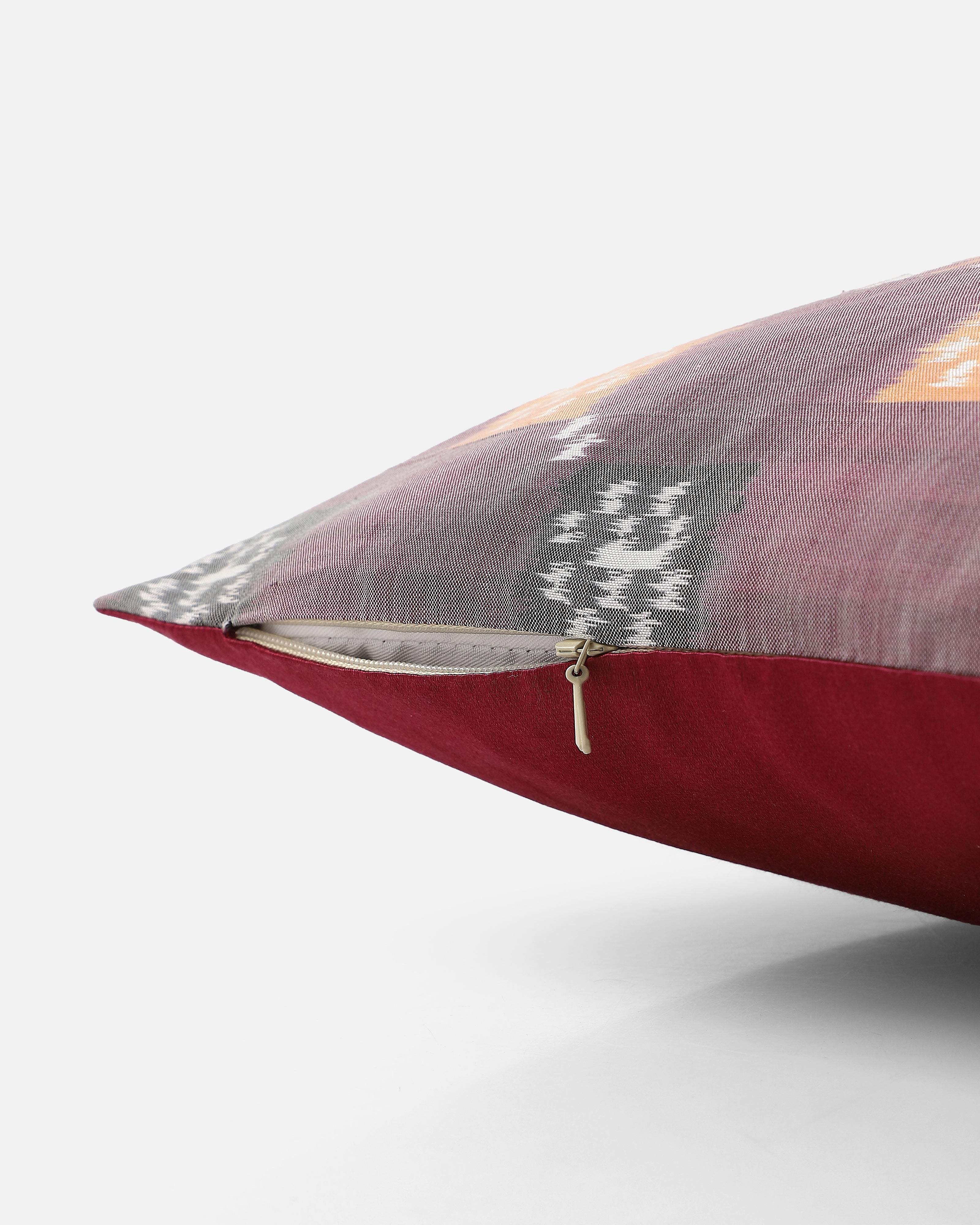 Jacksey Pochampally Weft Ikat Cotton Silk Cushion Cover