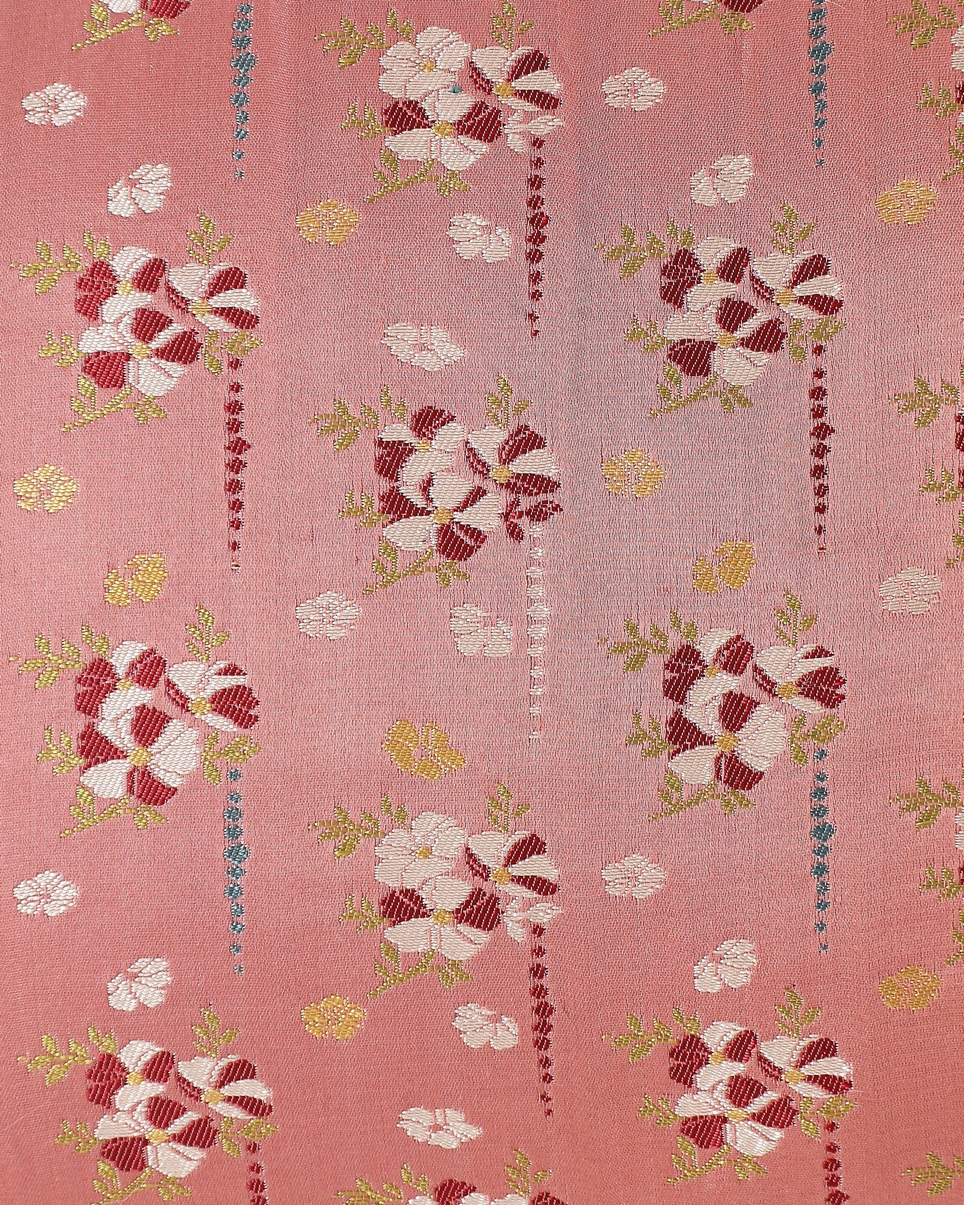 Hibiscus Bunch Banarasi Satin Brocade Silk Viscose Cushion Cover