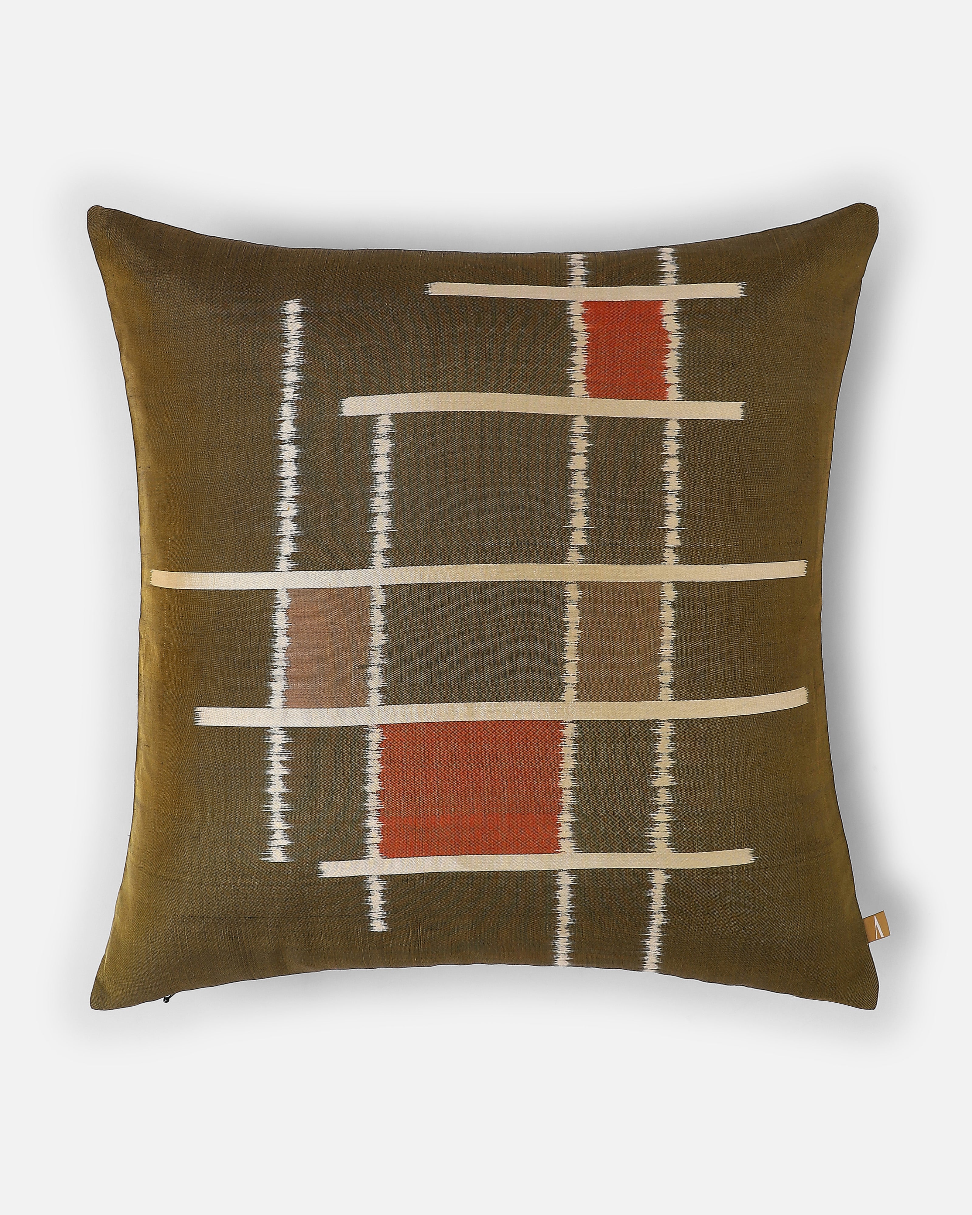 Mondrain Pochampally Weft Ikat Silk Cushion Cover