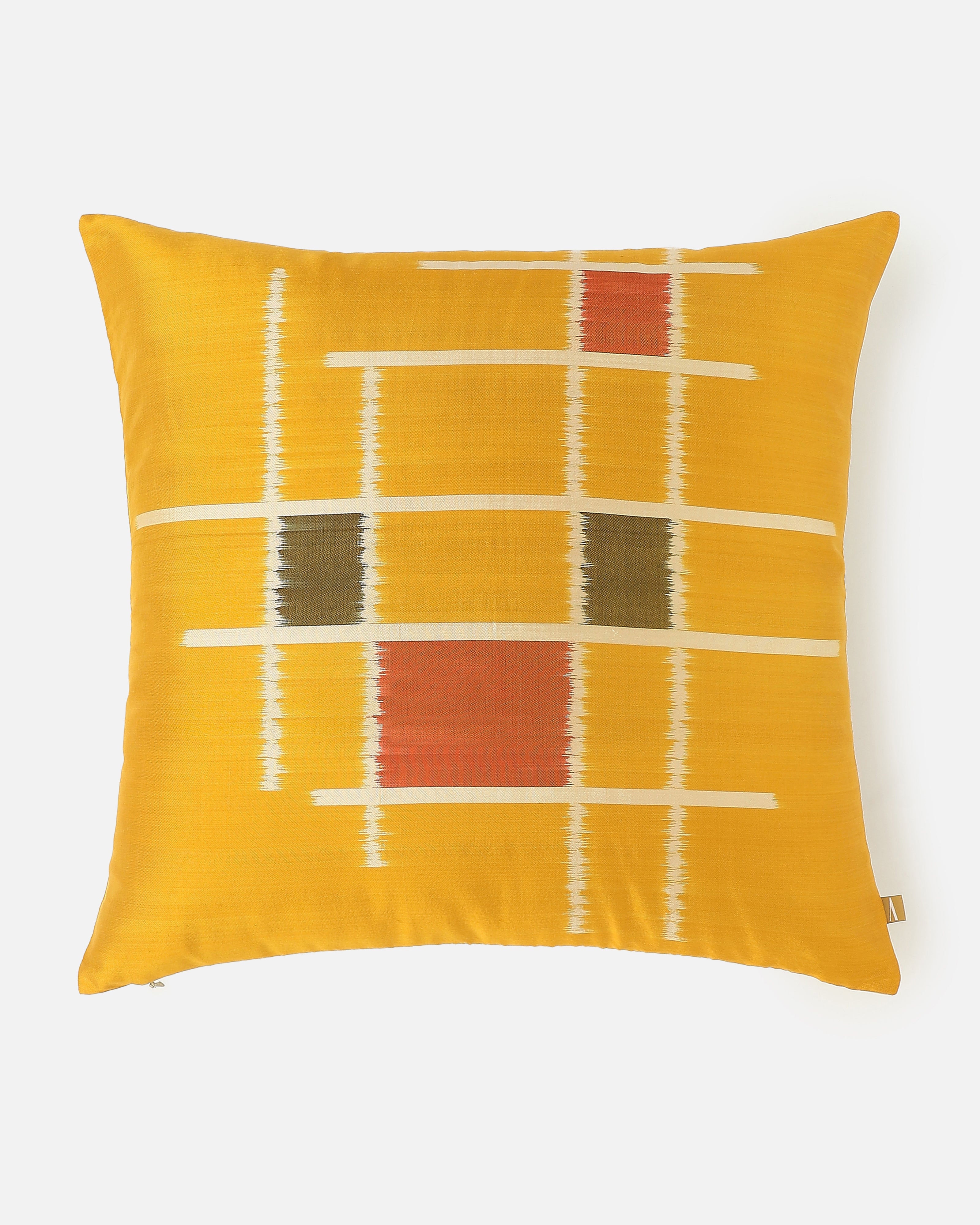Mondrain Pochampally Weft Ikat Silk Cushion Cover