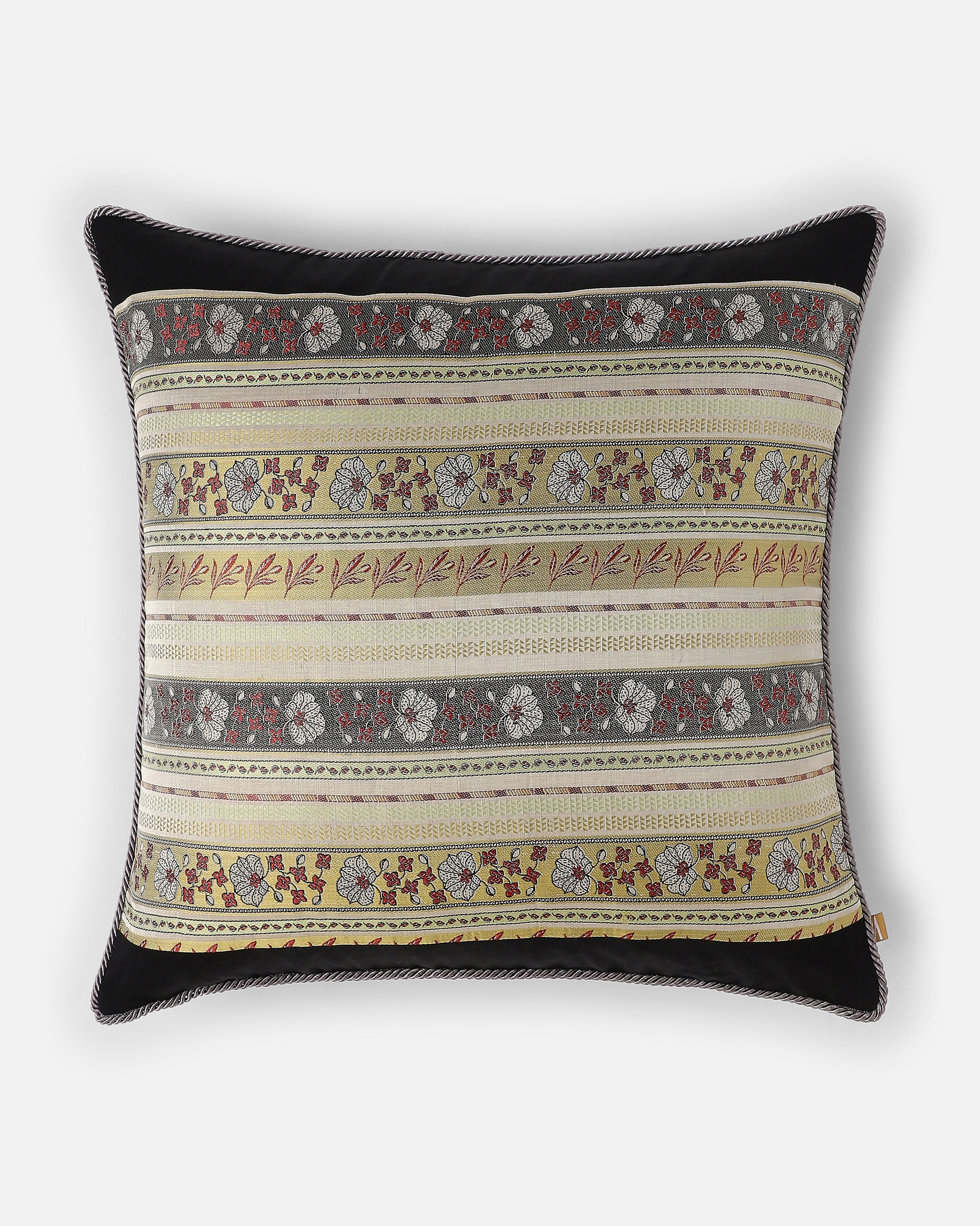 Garden Trellis Banarasi Tanchoi Silk Cushion Cover