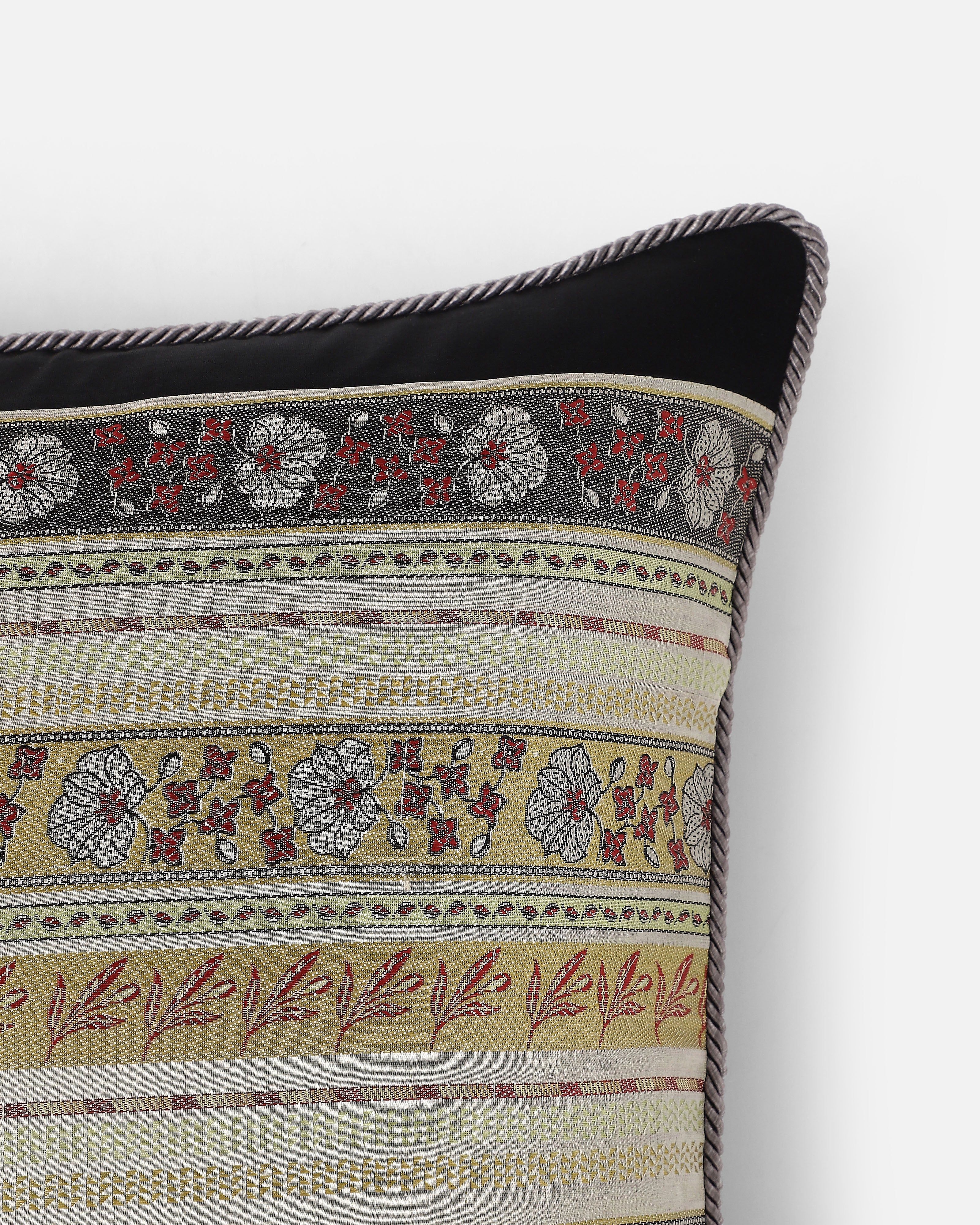 Garden Trellis Banarasi Tanchoi Silk Cushion Cover