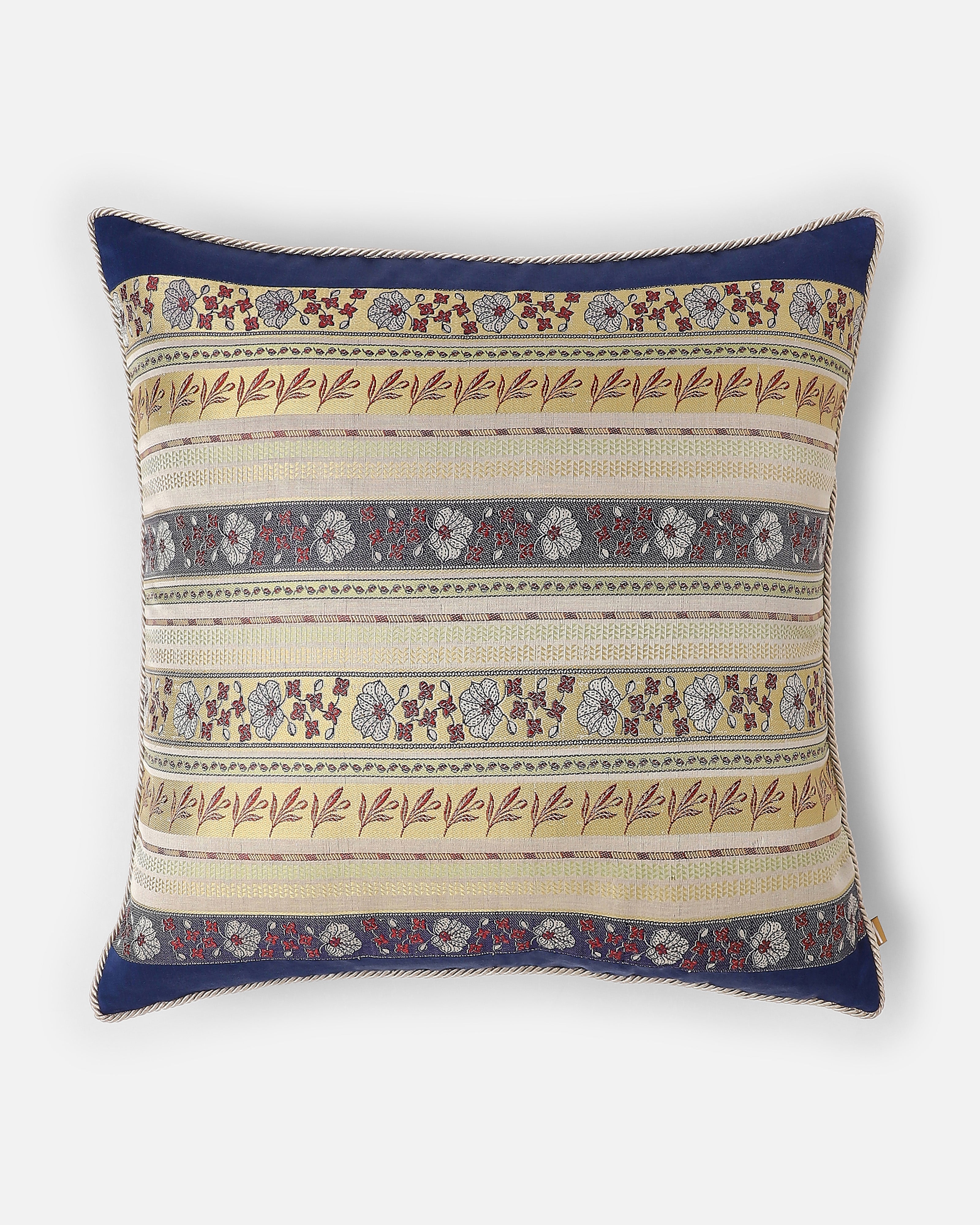 Garden Trellis Banarasi Tanchoi Silk Cushion Cover
