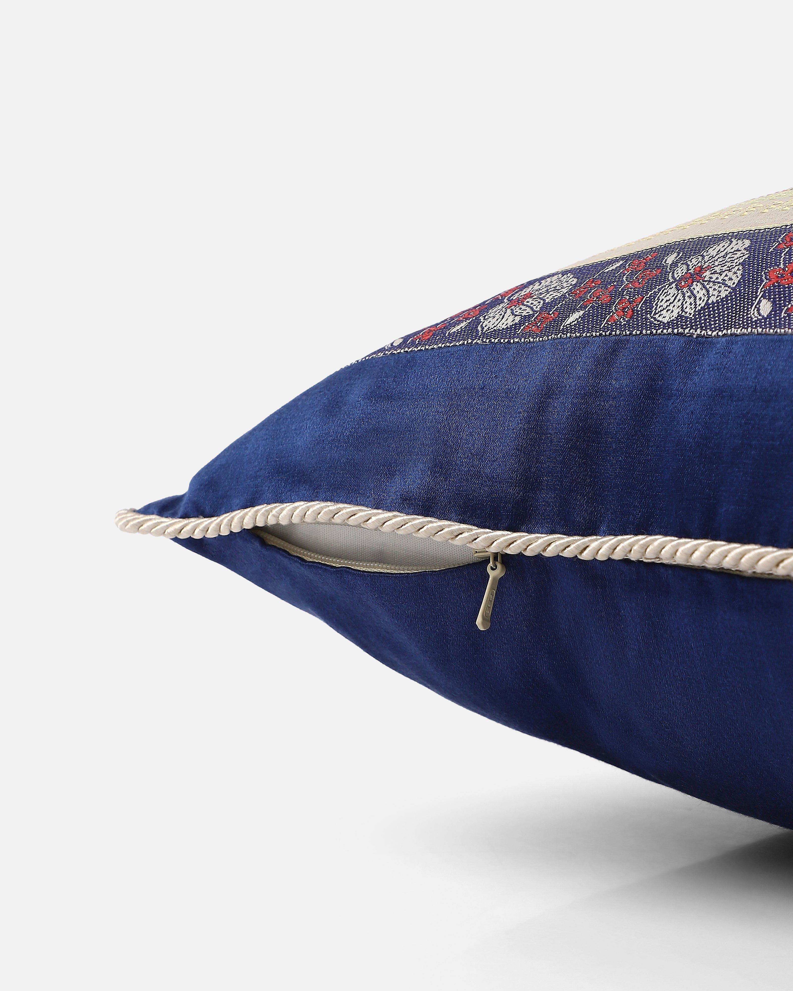 Garden Trellis Banarasi Tanchoi Silk Cushion Cover