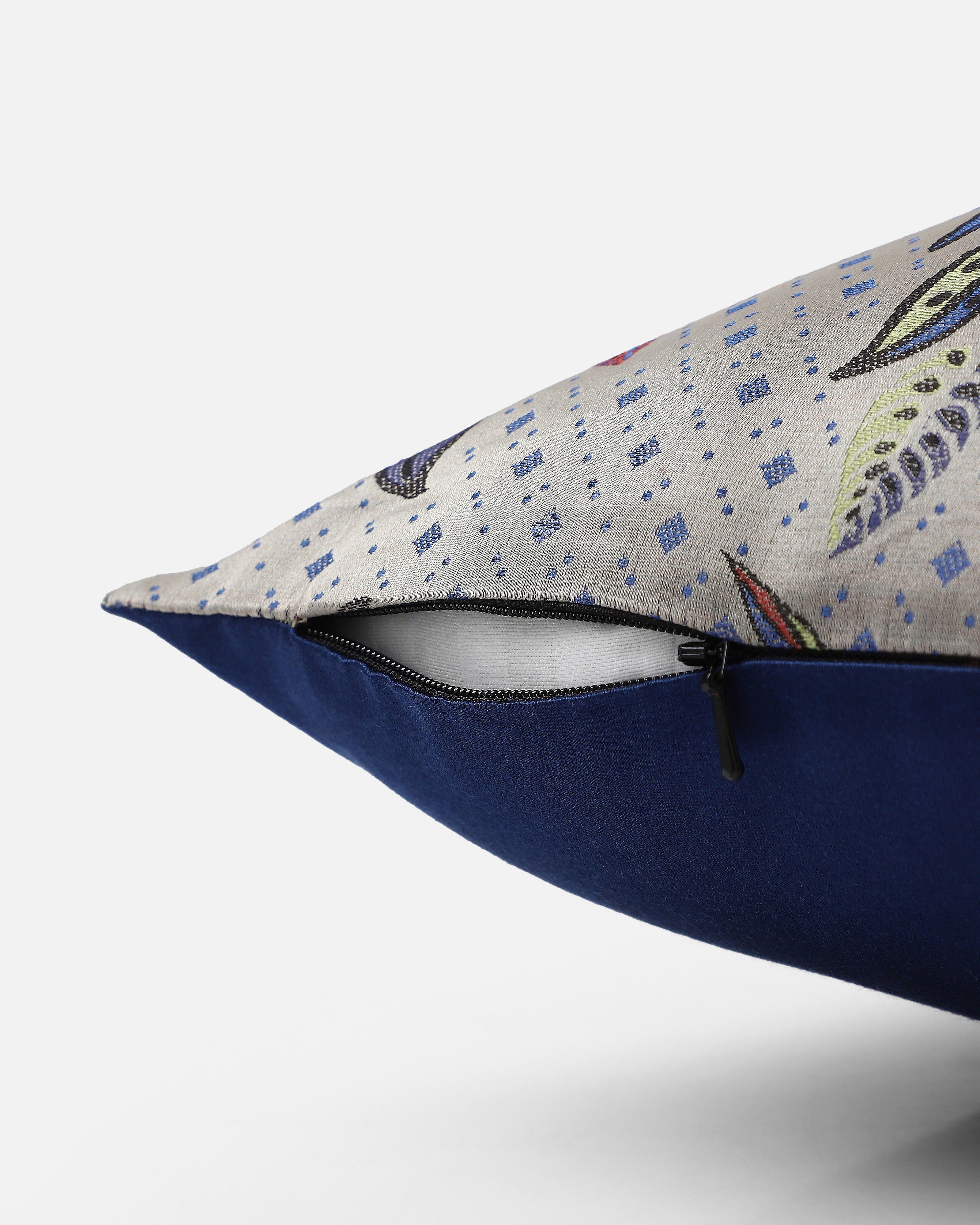 Forest Banarasi Tanchoi Silk Cushion Cover