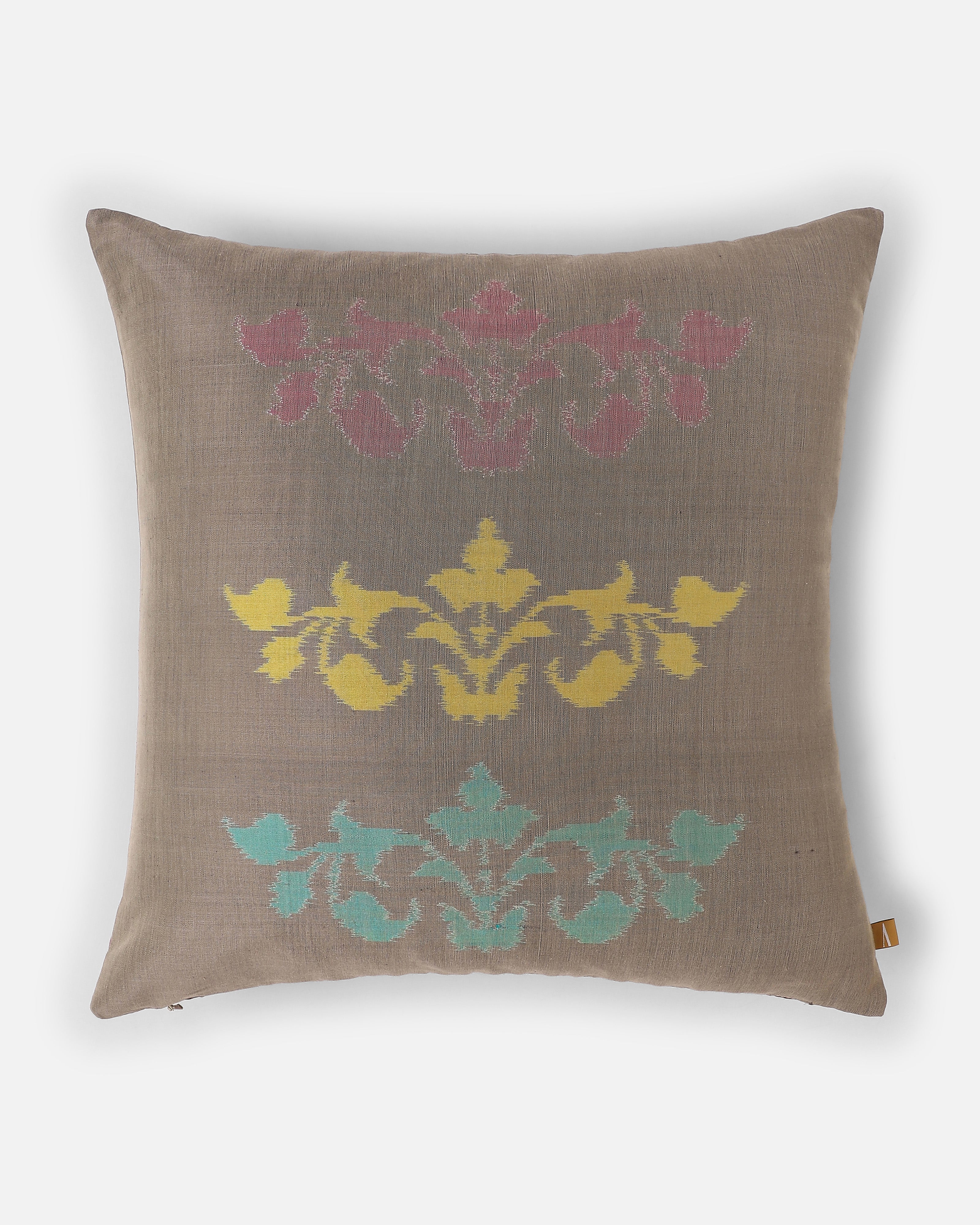 Borde Pochampally Weft Ikat Cotton Silk Cushion Cover