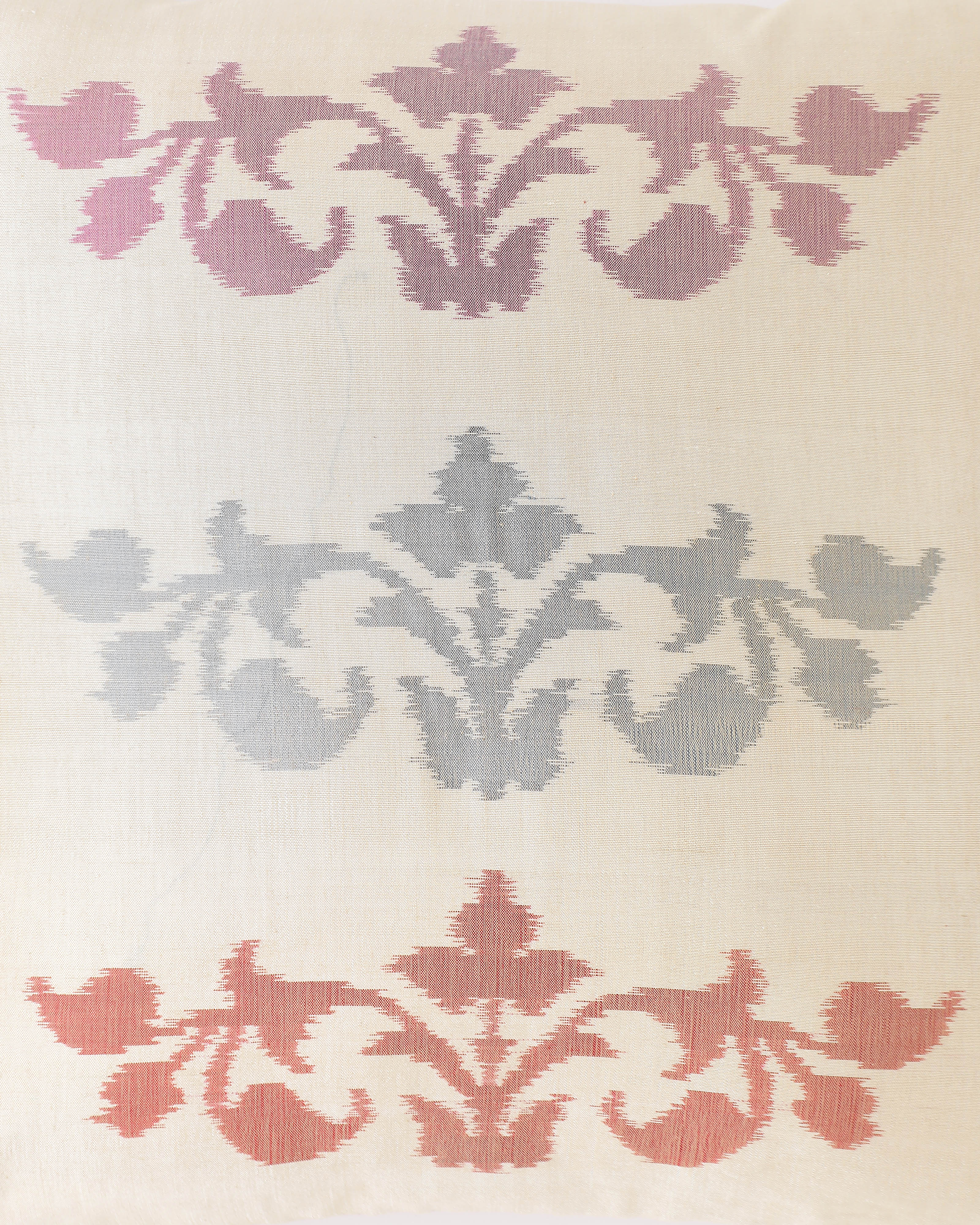 Borde Pochampally Weft Ikat Cotton Silk Cushion Cover