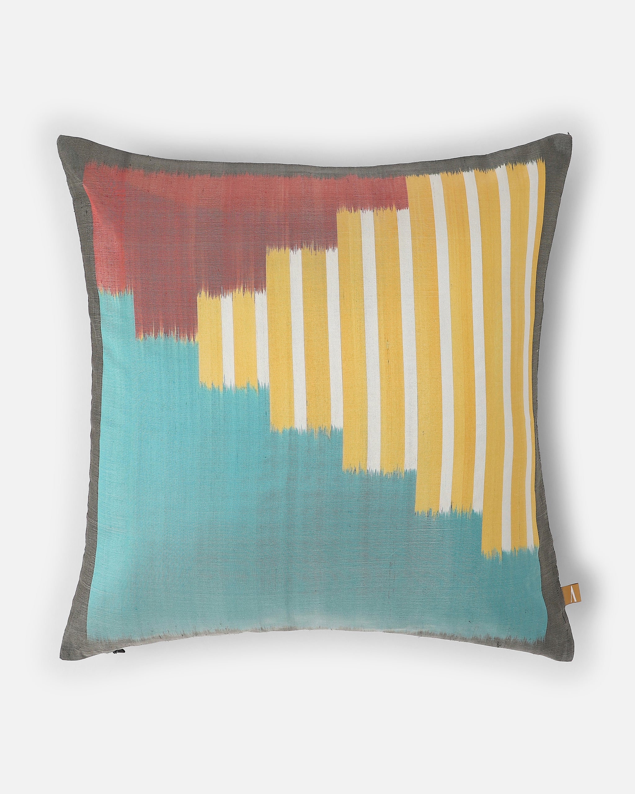 Black - Cotton Pochampally Ikat Cushion Cover 36