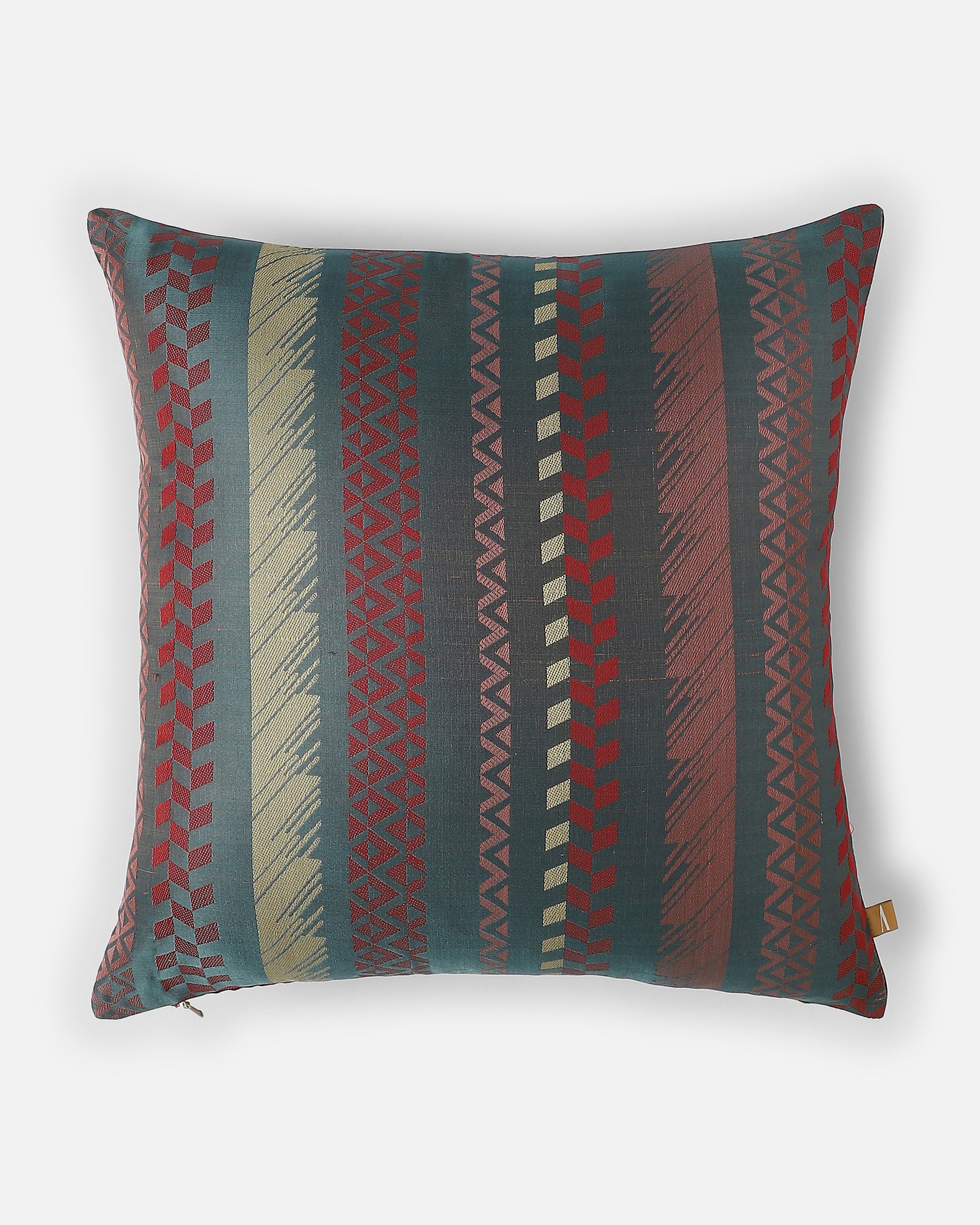 Dhaari Banarasi Tanchoi Silk Cushion Cover