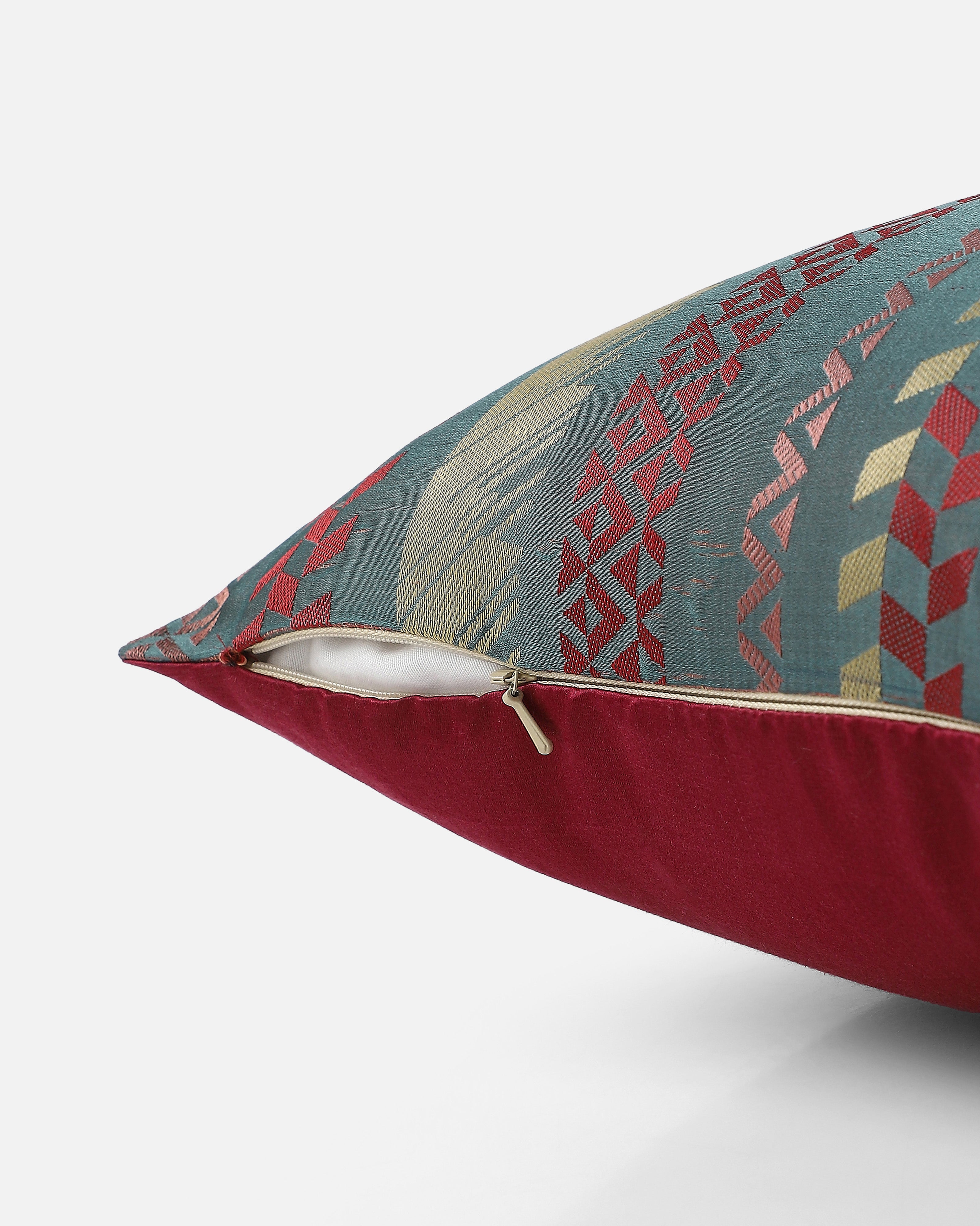 Dhaari Banarasi Tanchoi Silk Cushion Cover