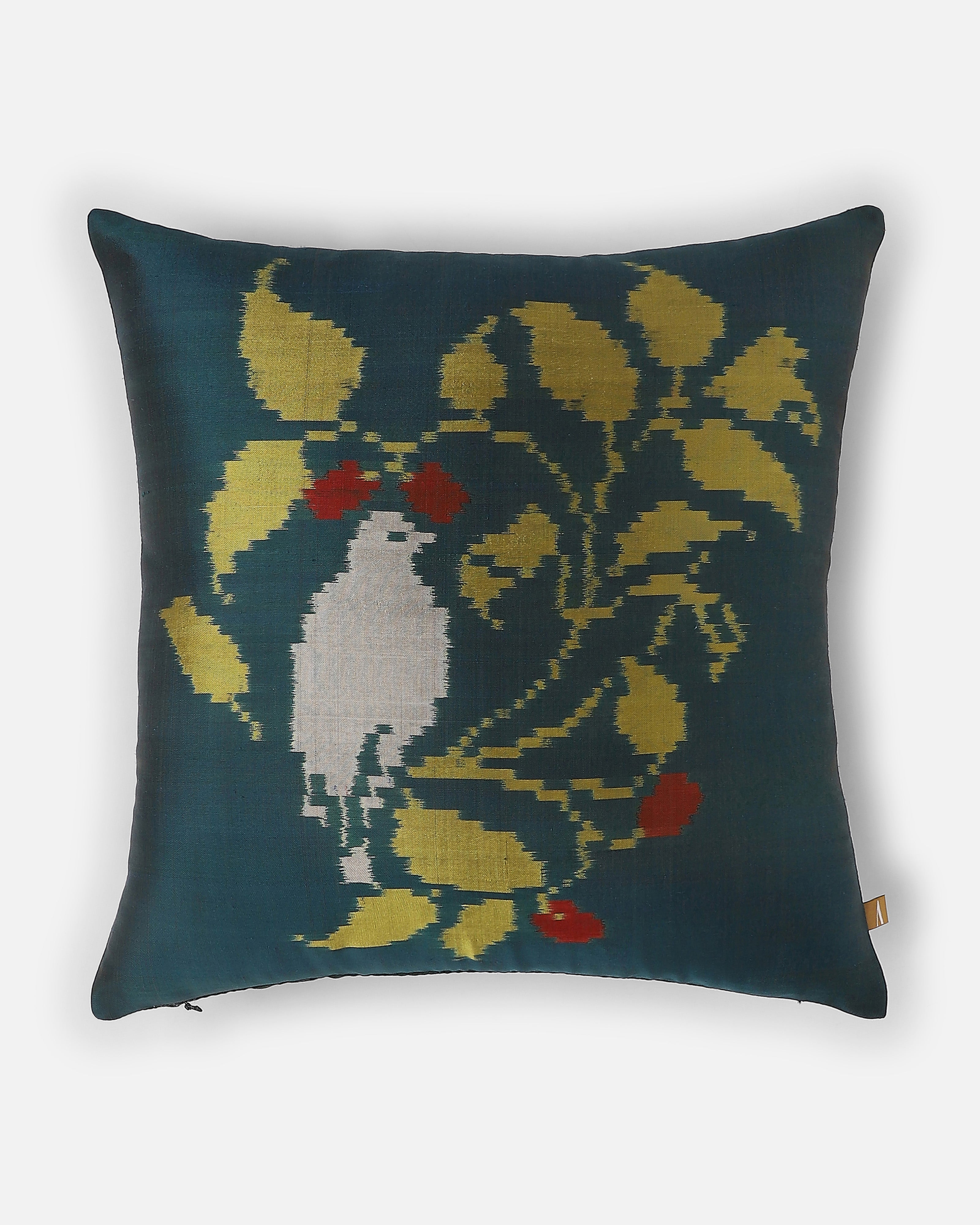 Dove Pochampally Weft Ikat Silk Cushion Cover