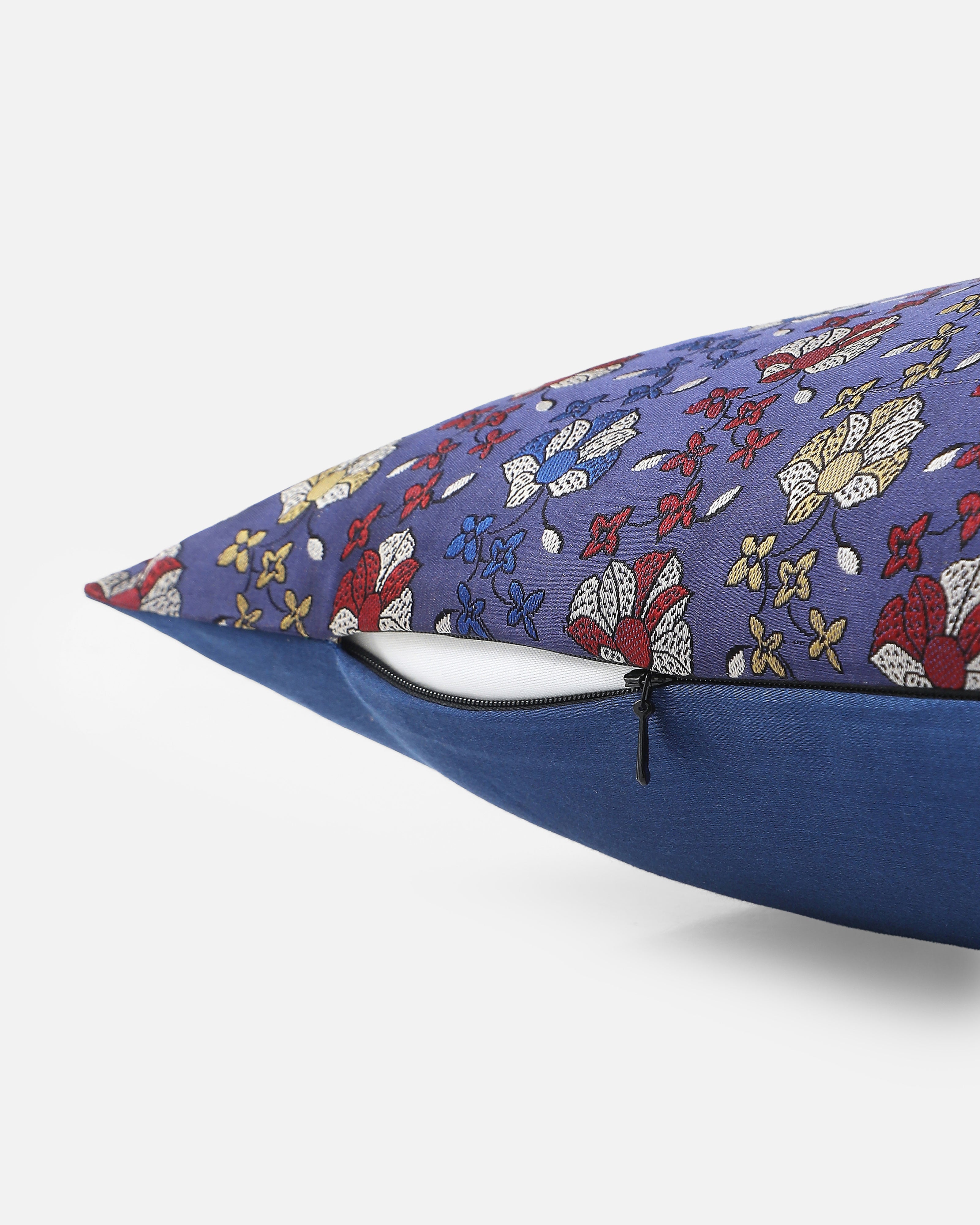 Orchid Trellis Banarasi Tanchoi Silk Cushion Cover