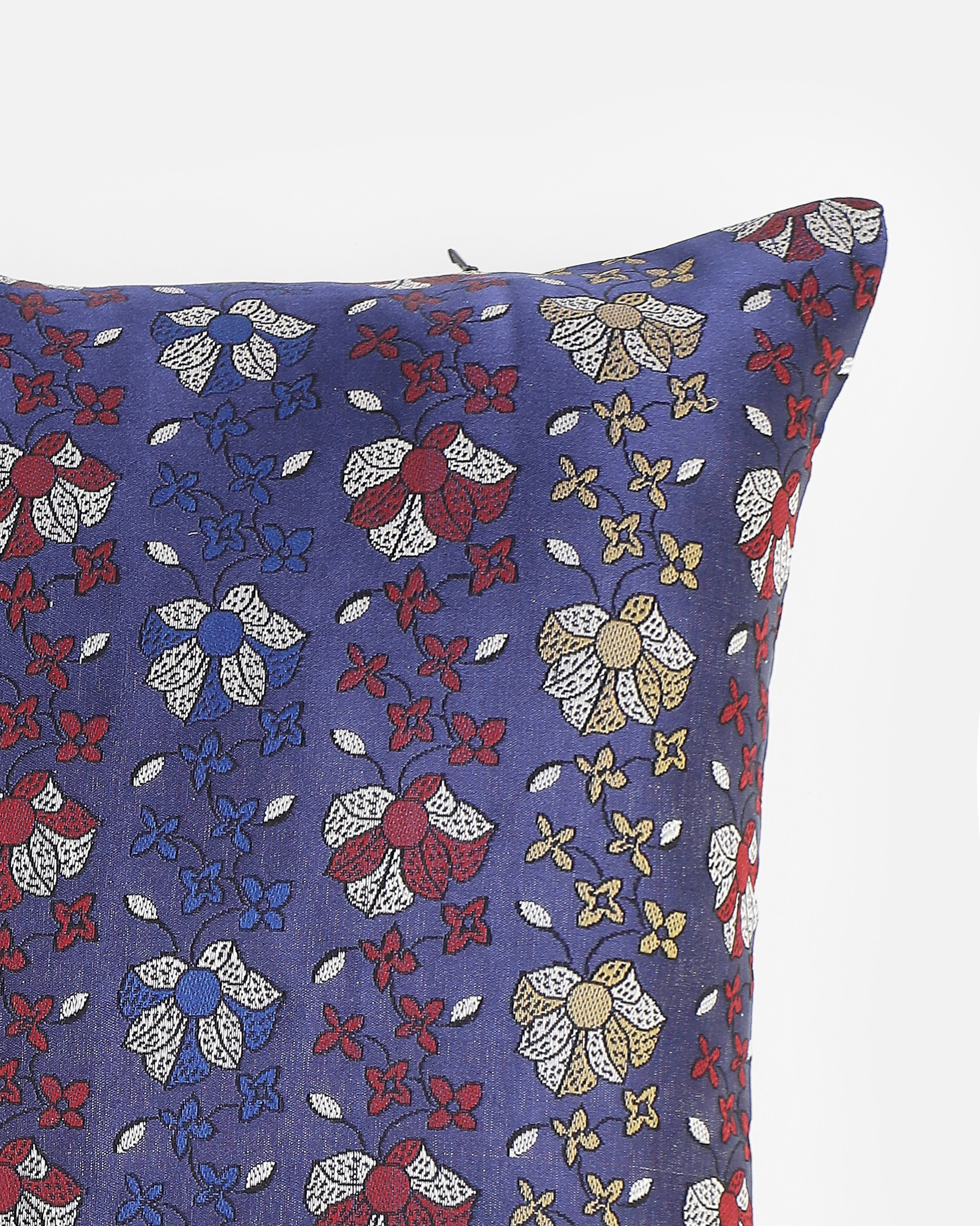 Orchid Trellis Banarasi Tanchoi Silk Cushion Cover