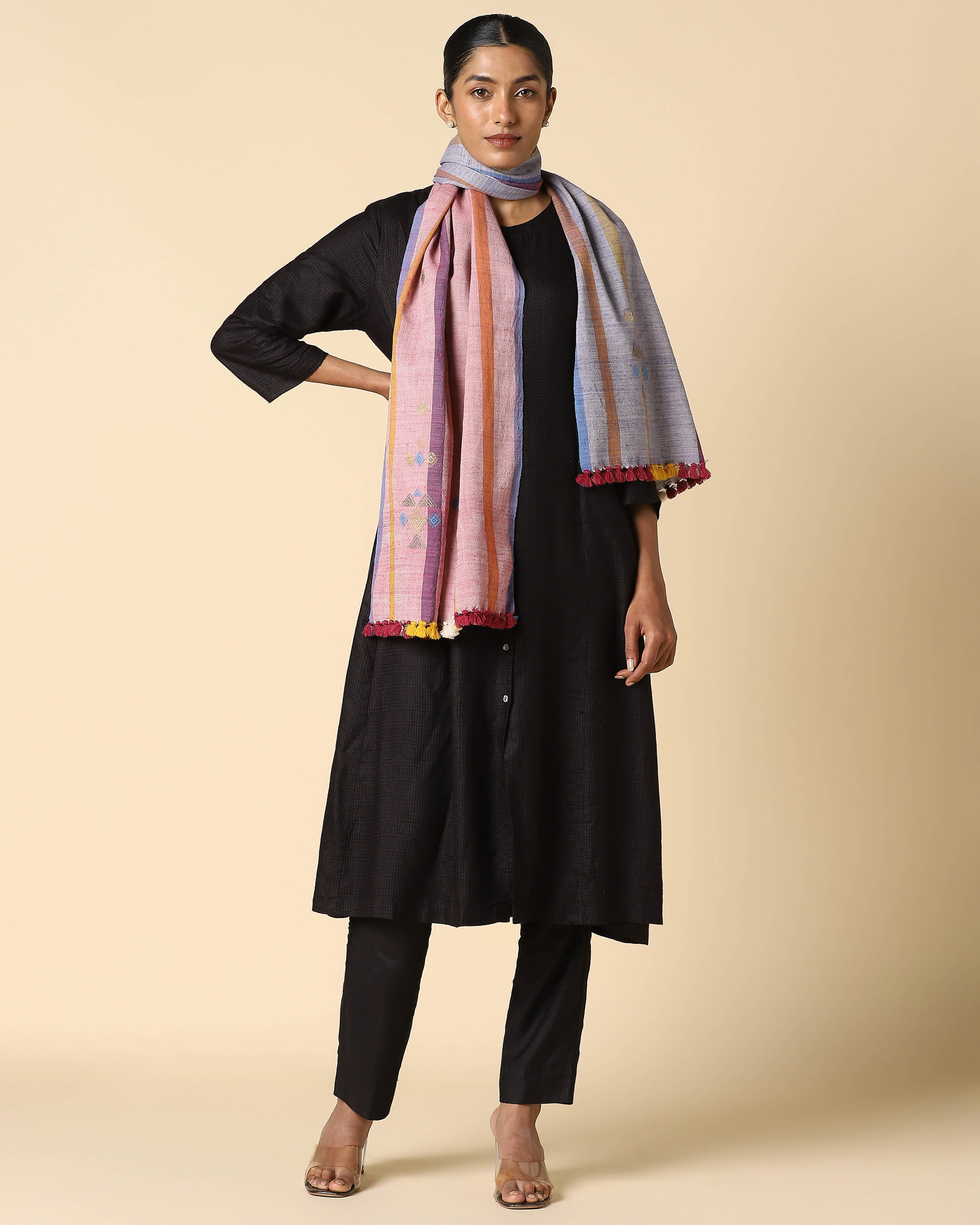 Rola Bhujodi Extra Weft Wool Silk Stole