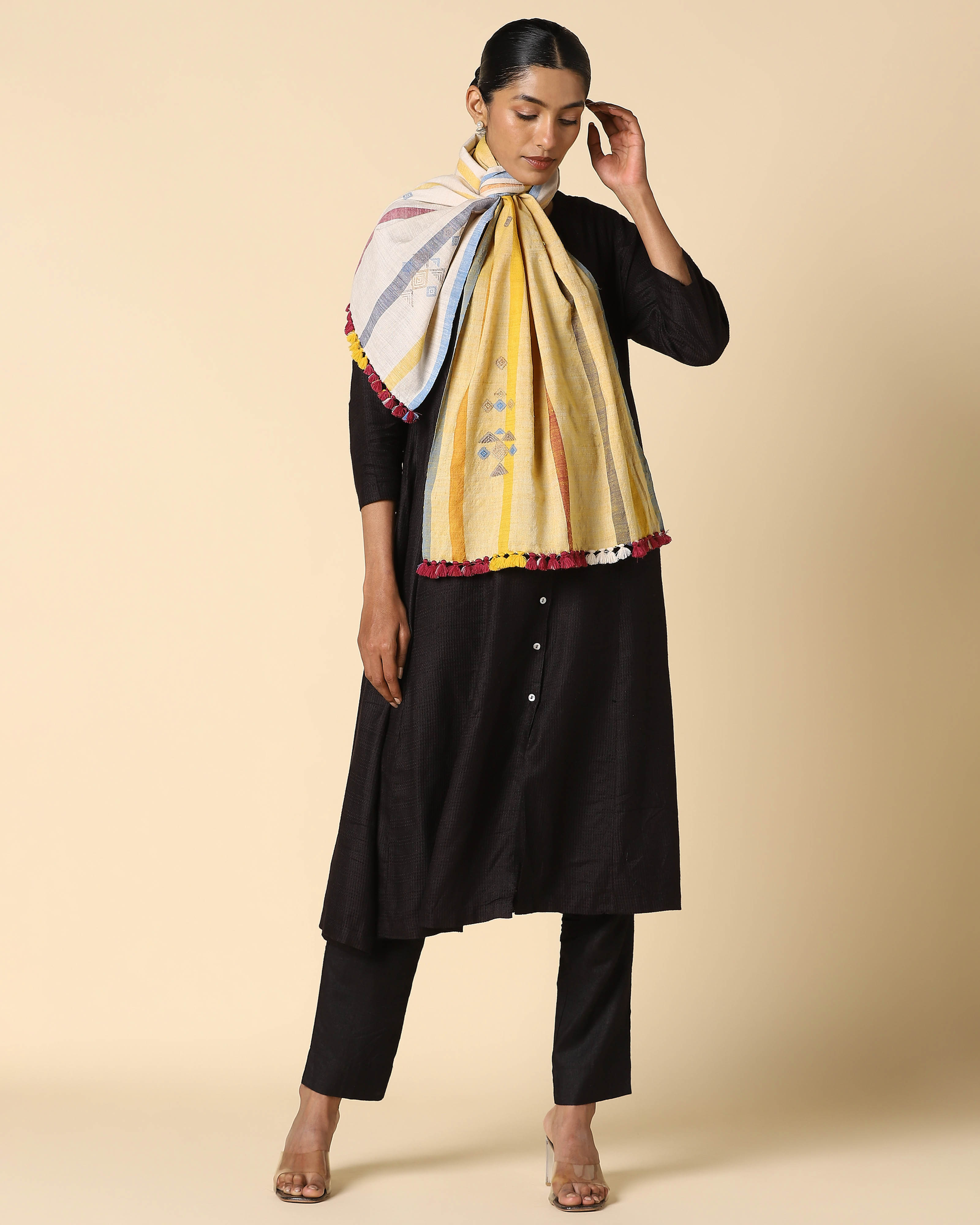 Rola Bhujodi Extra Weft Wool Silk Stole