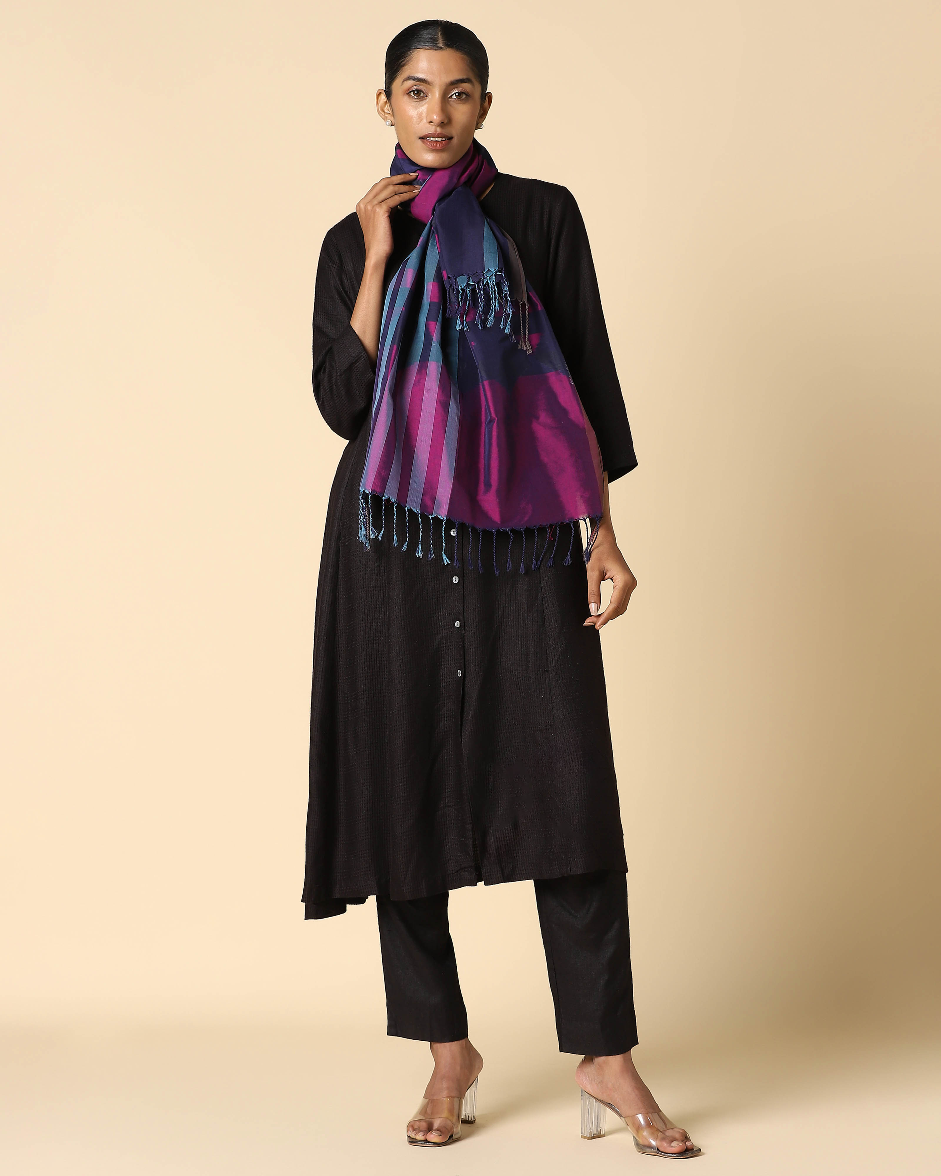 Bob Pochampally Weft Ikat Cotton Silk Stole