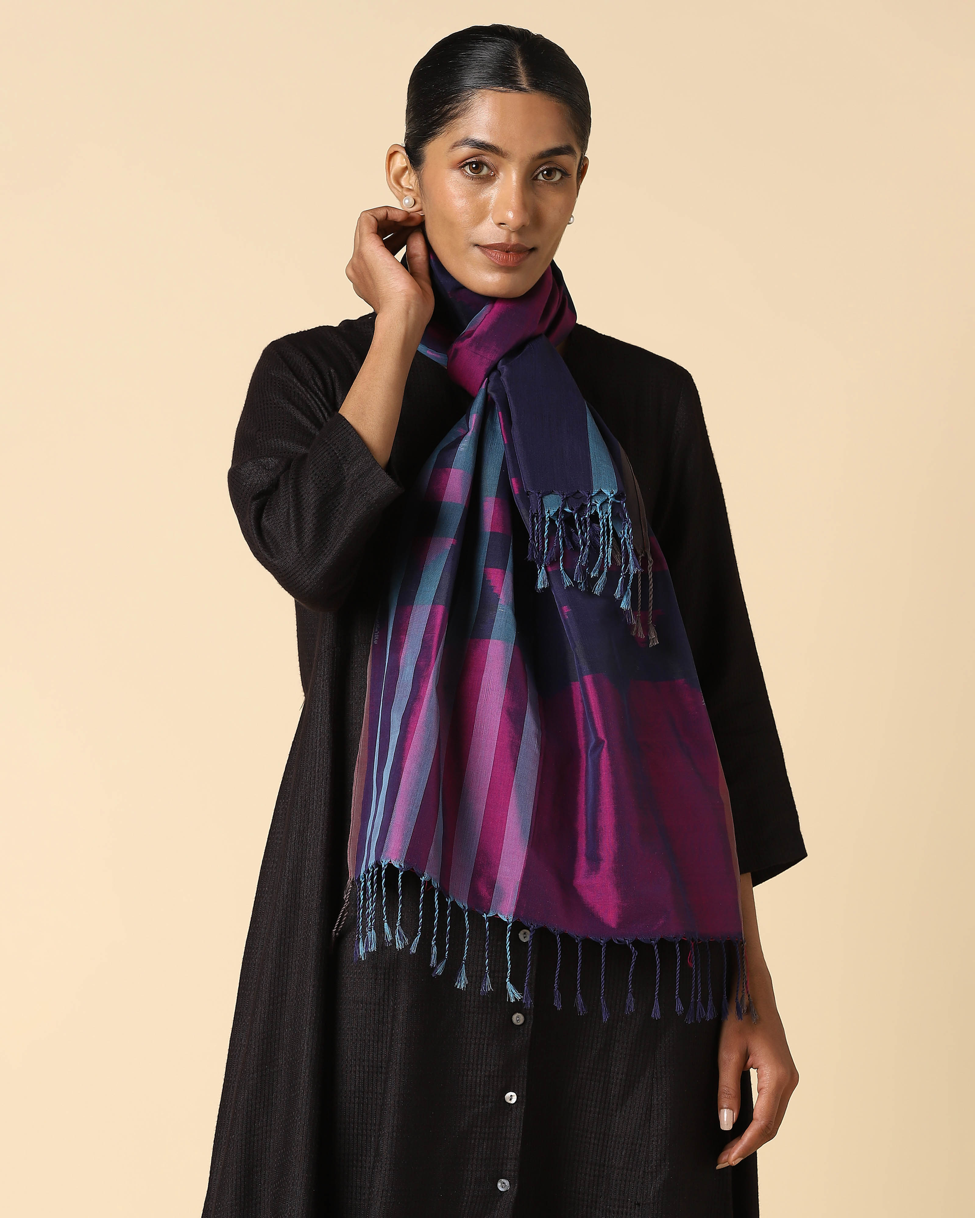 Bob Pochampally Weft Ikat Cotton Silk Stole