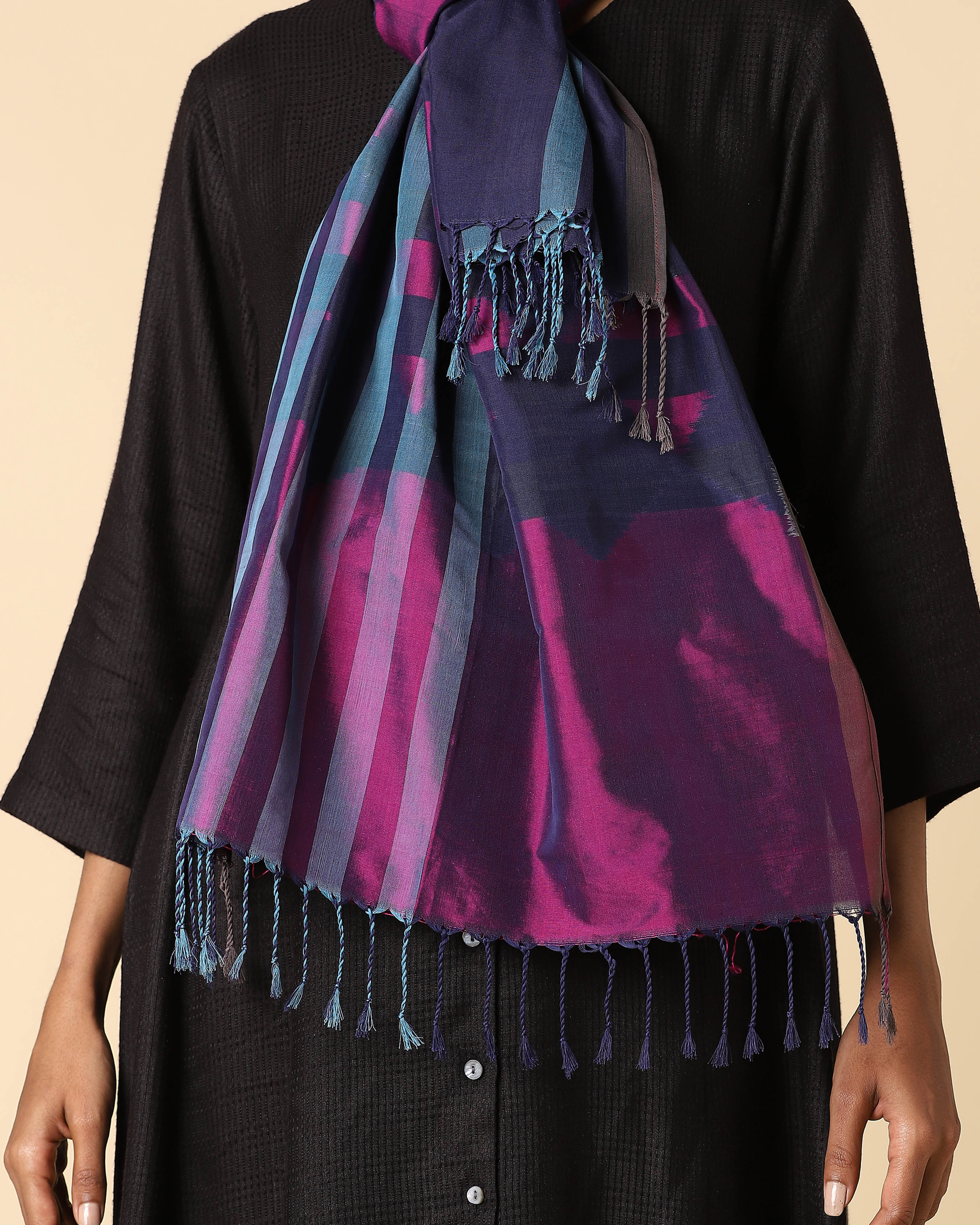 Bob Pochampally Weft Ikat Cotton Silk Stole