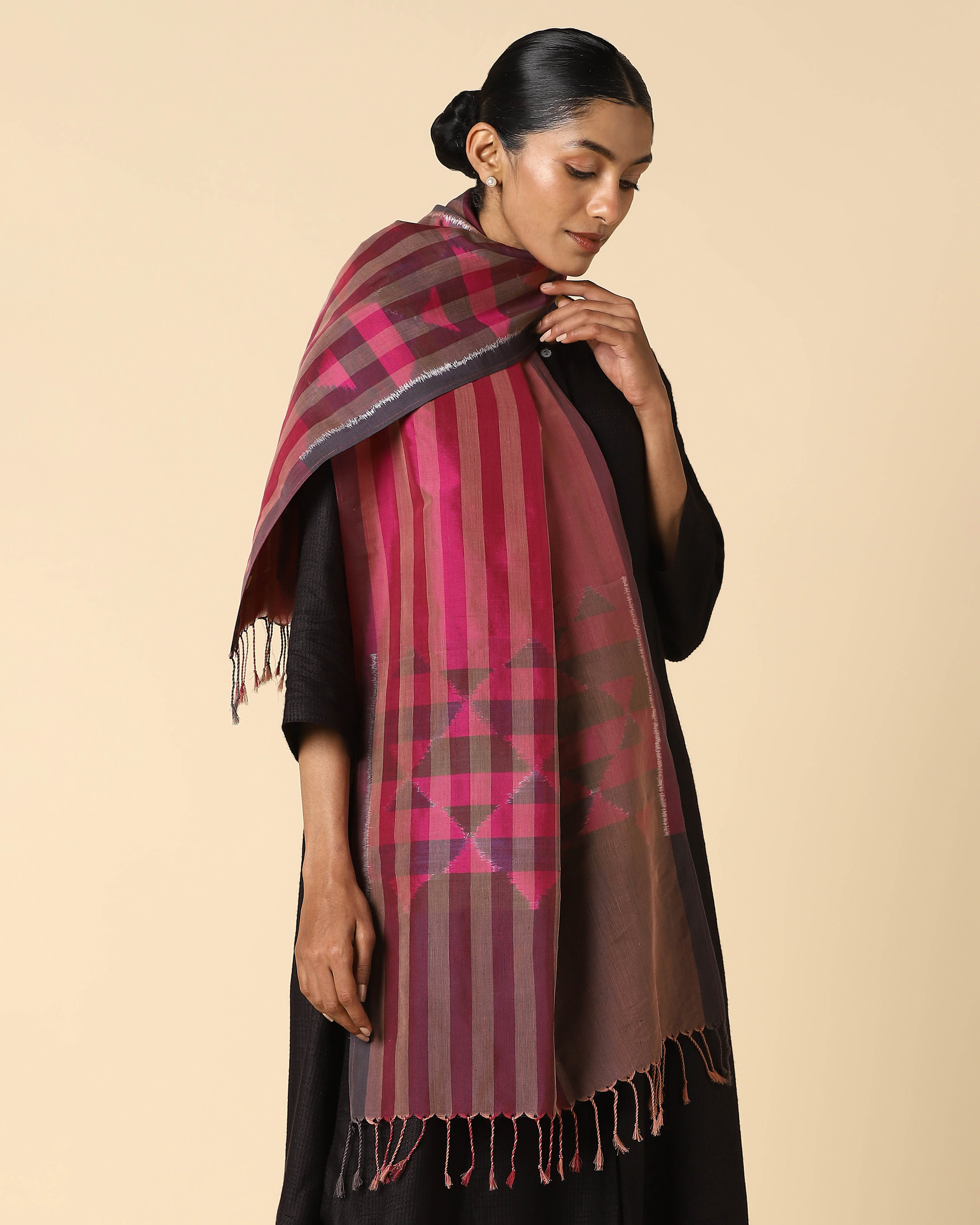 Bob Pochampally Weft Ikat Cotton Silk Stole