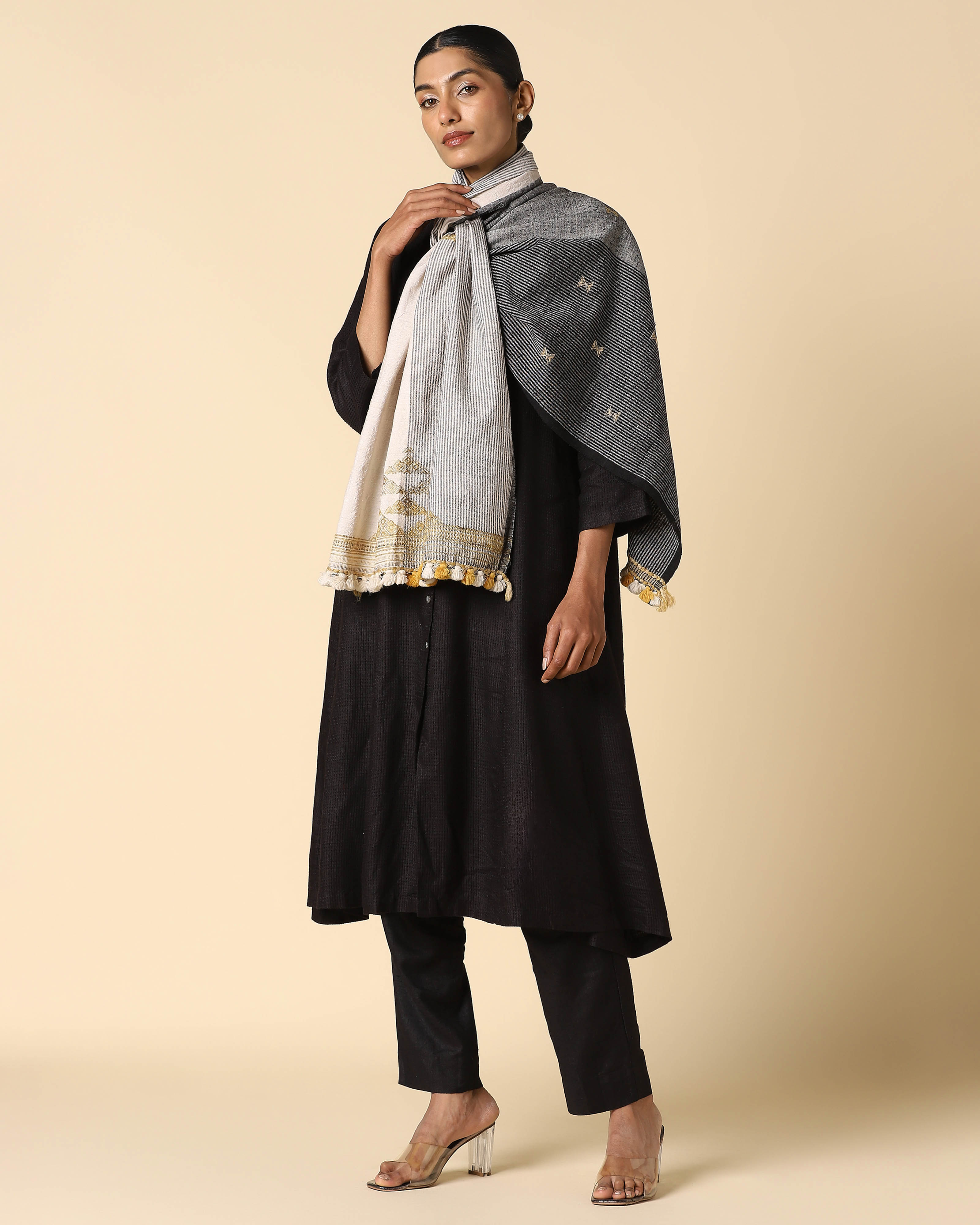 Zoji Bhujodi Extra Weft Wool Silk Stole