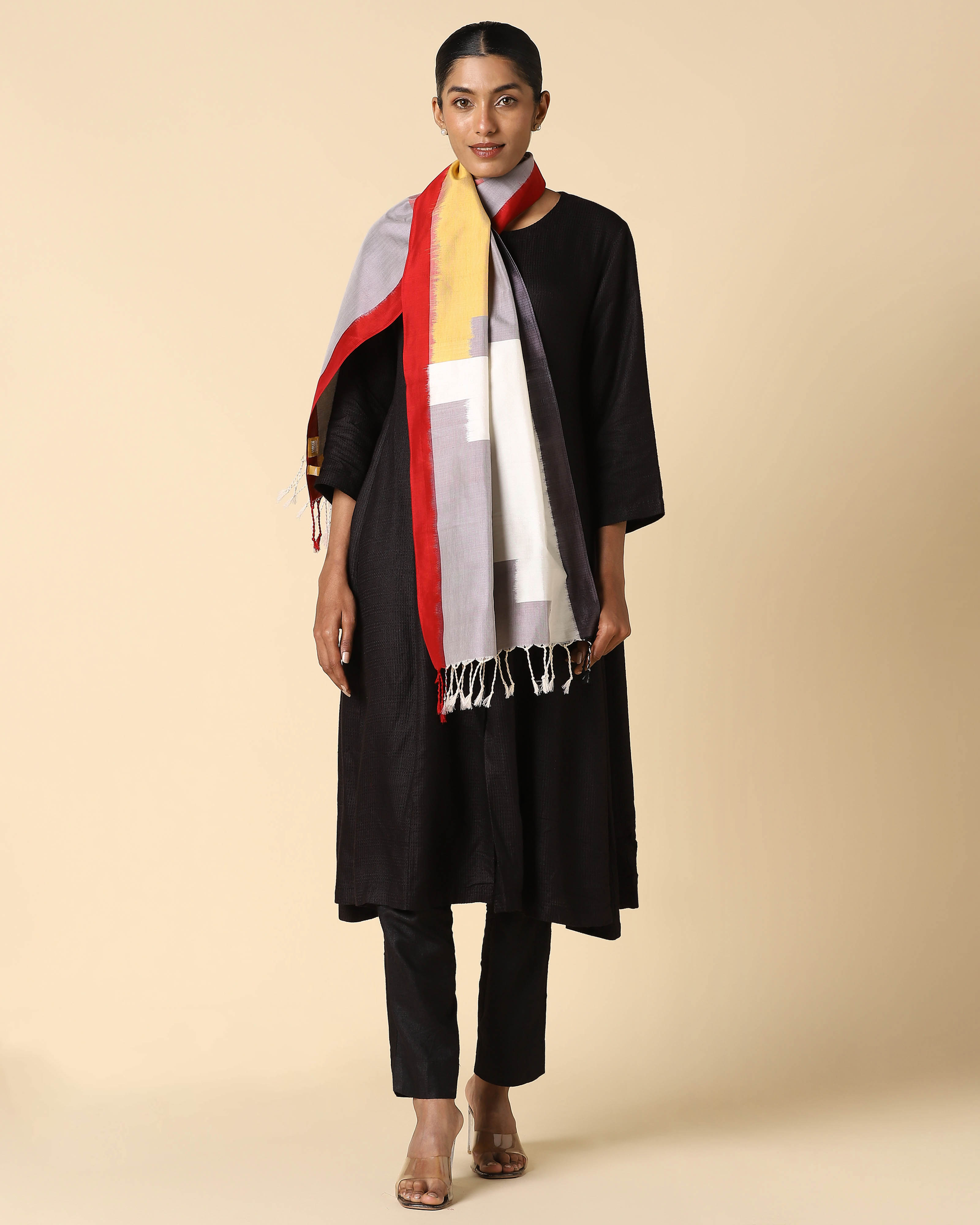 Escalier Pochampally Weft Ikat Cotton Silk Stole