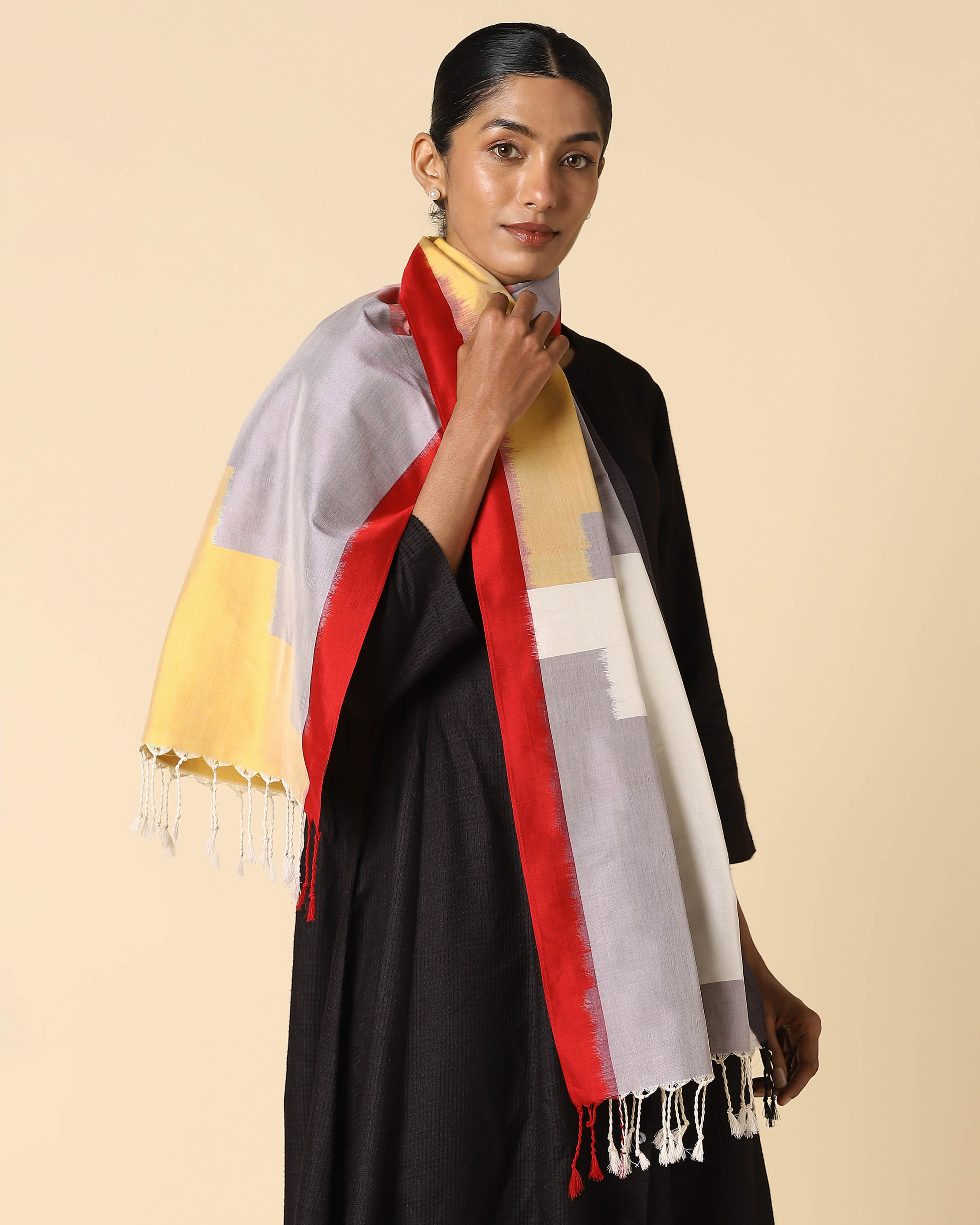 Escalier Pochampally Weft Ikat Cotton Silk Stole