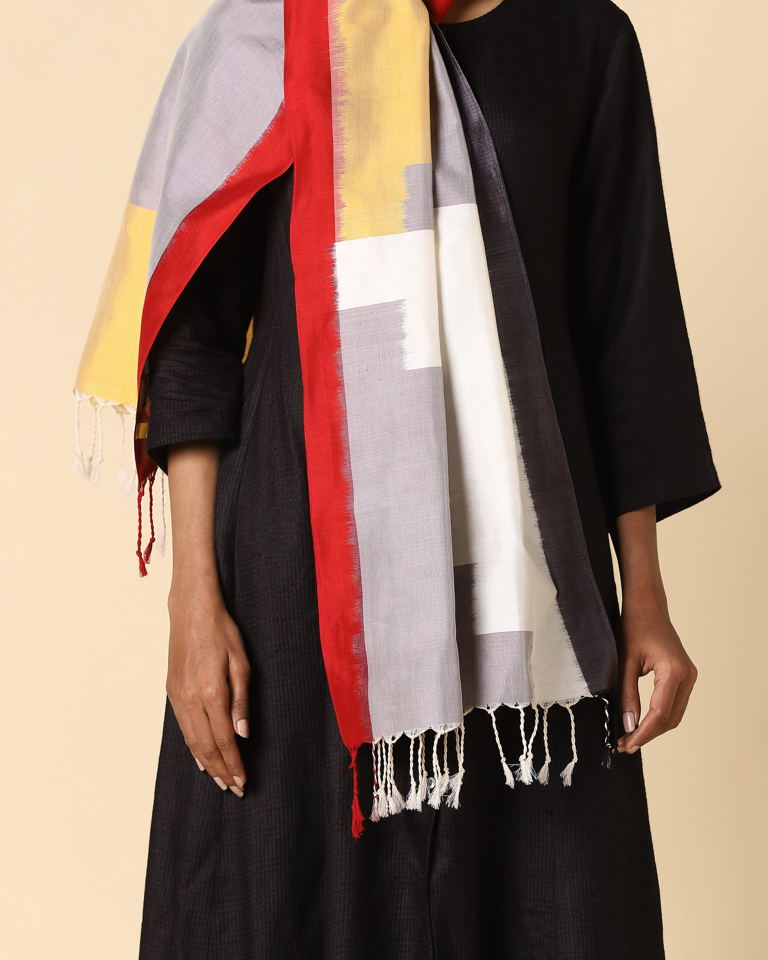 Escalier Pochampally Weft Ikat Cotton Silk Stole