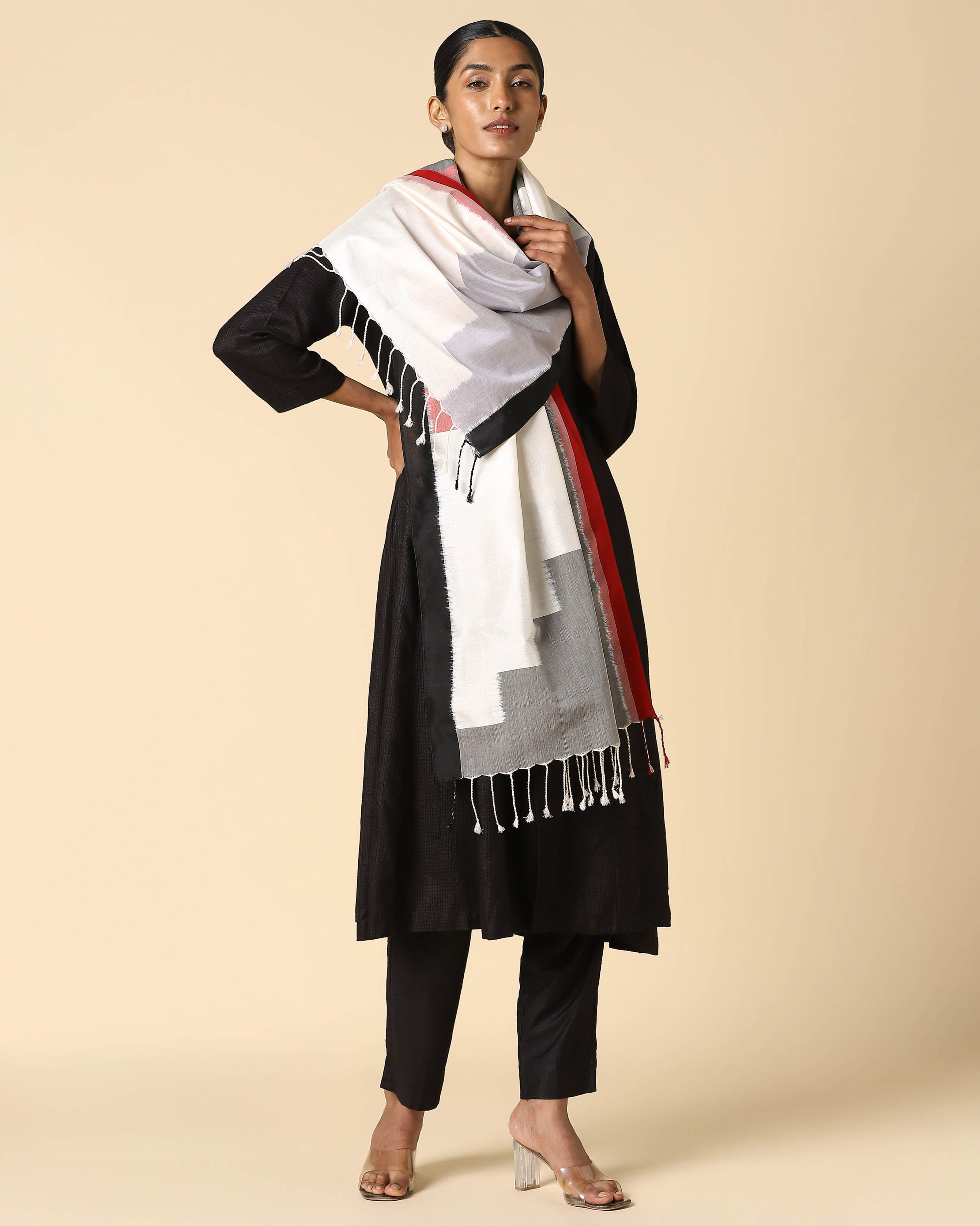 Escalier Pochampally Weft Ikat Cotton Silk Stole