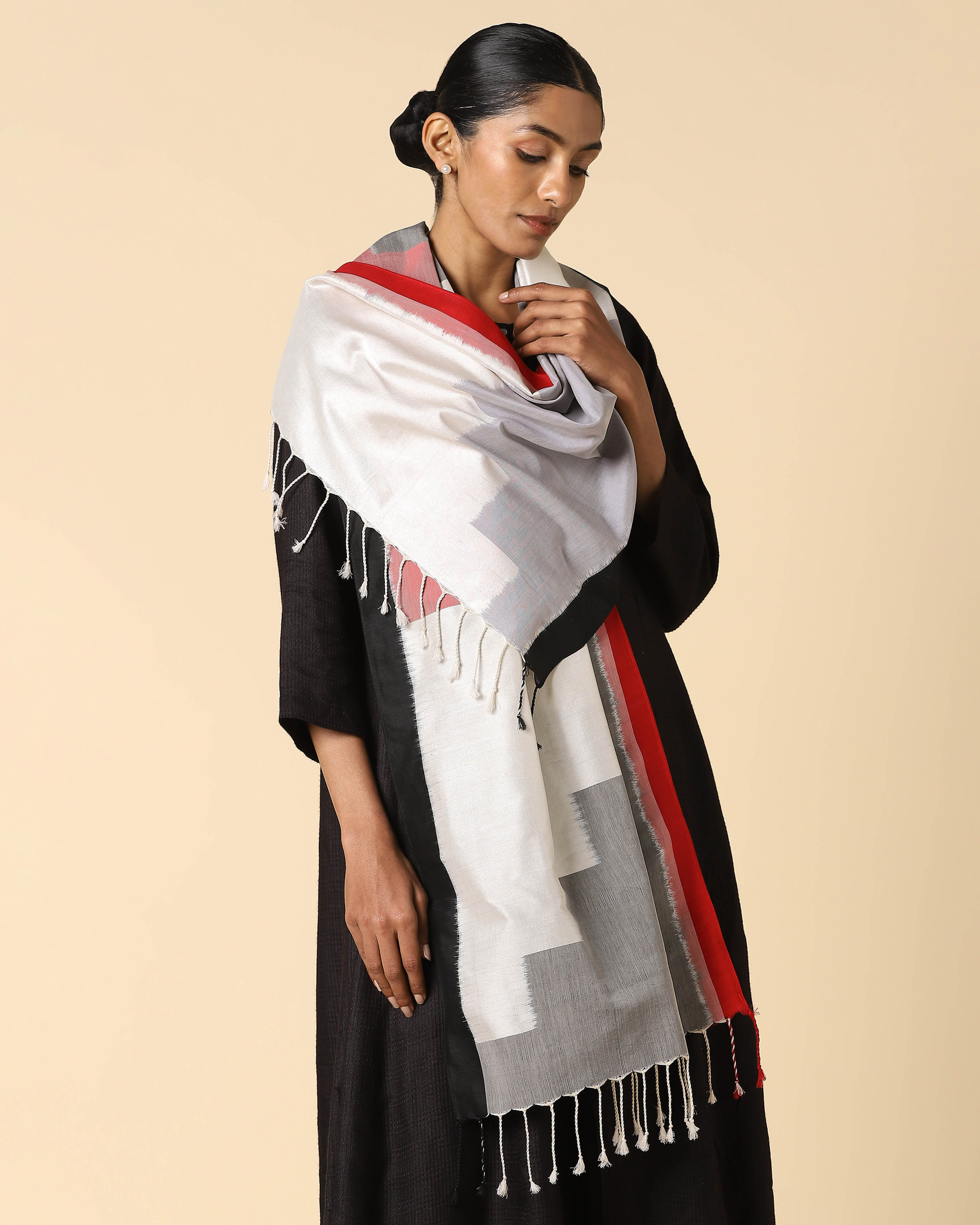 Escalier Pochampally Weft Ikat Cotton Silk Stole