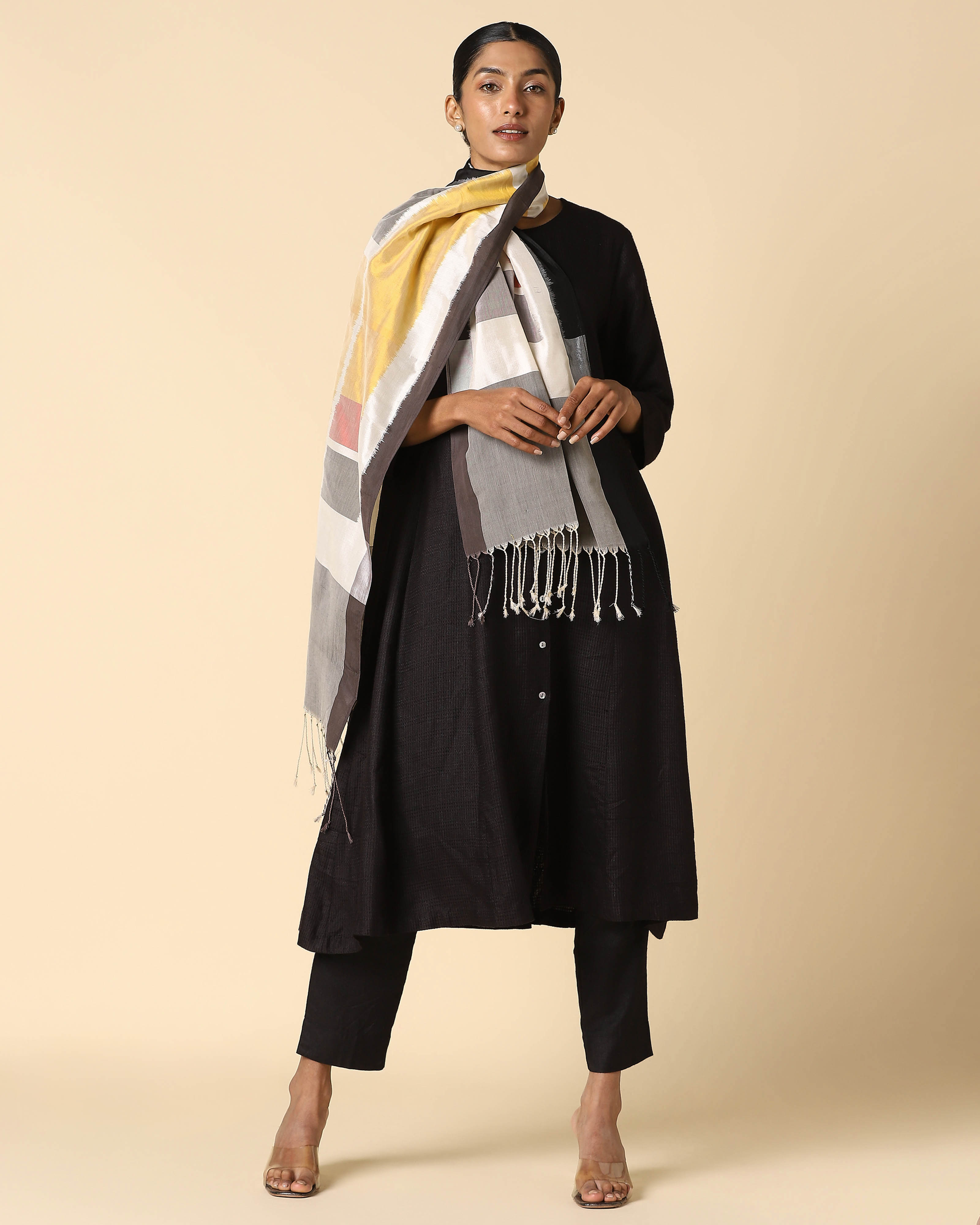 Fenetre Pochampally Weft Ikat Cotton Silk Stole