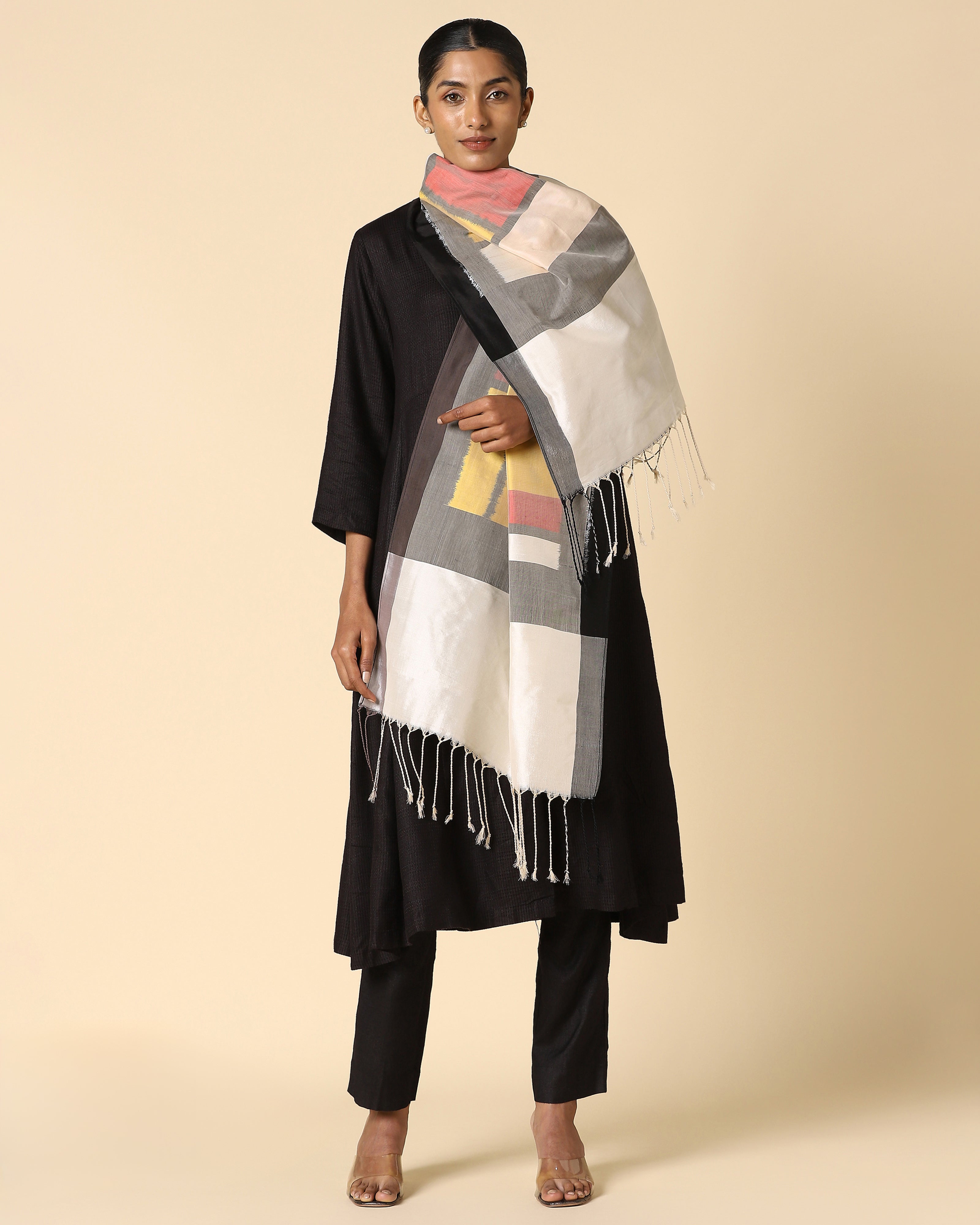 Fenetre Pochampally Weft Ikat Cotton Silk Stole