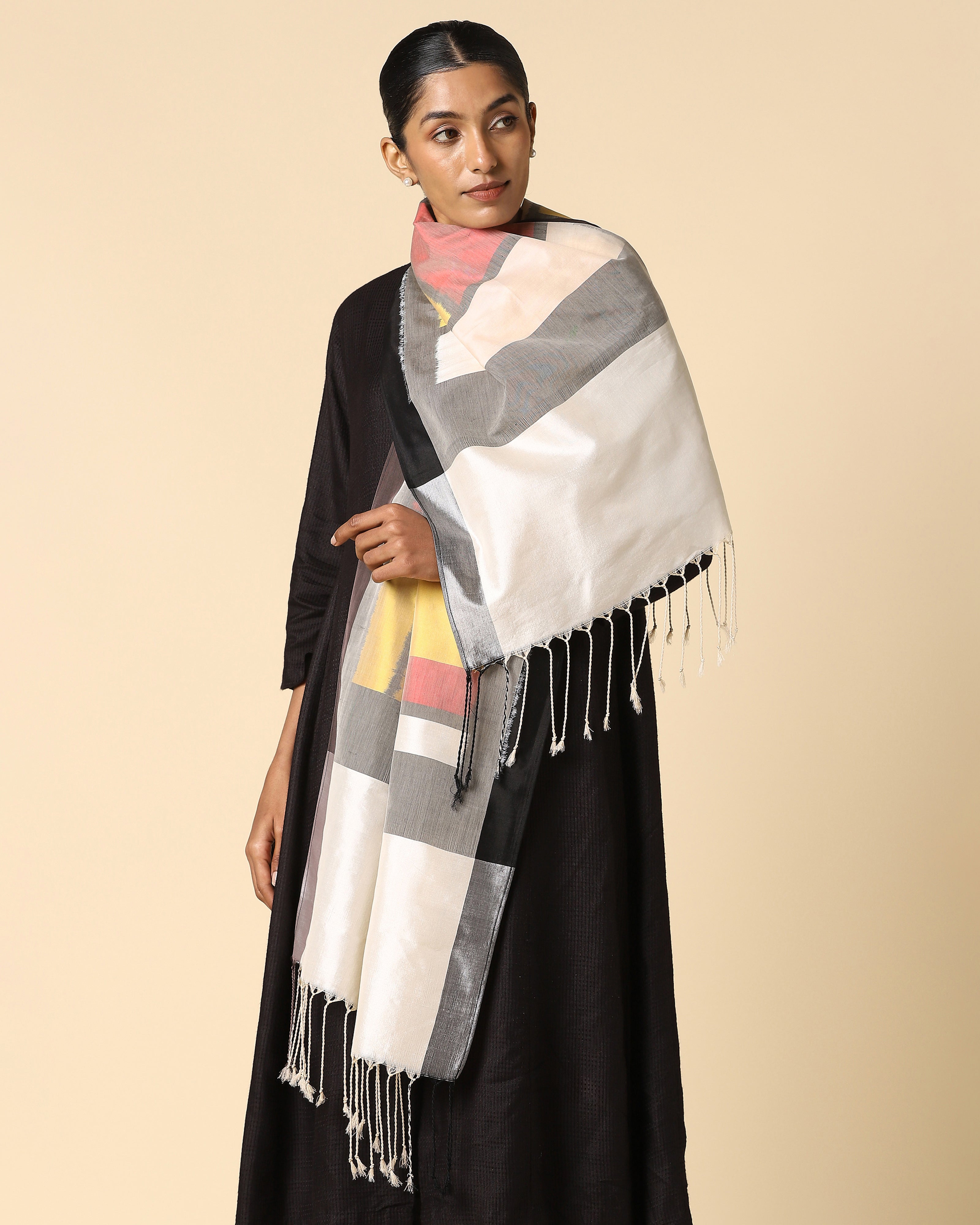 Fenetre Pochampally Weft Ikat Cotton Silk Stole