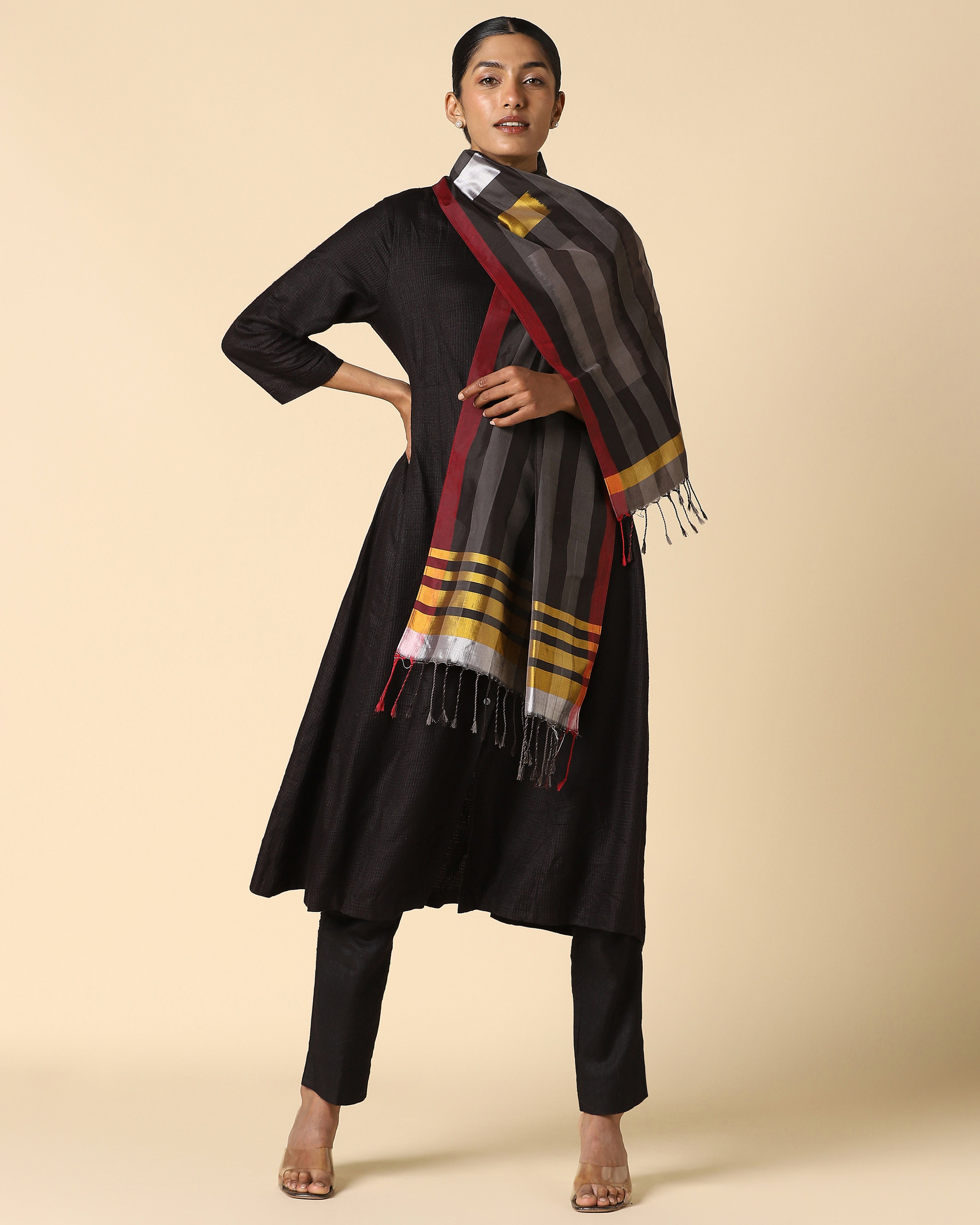 Window Pochampally Weft Ikat Cotton Silk Stole